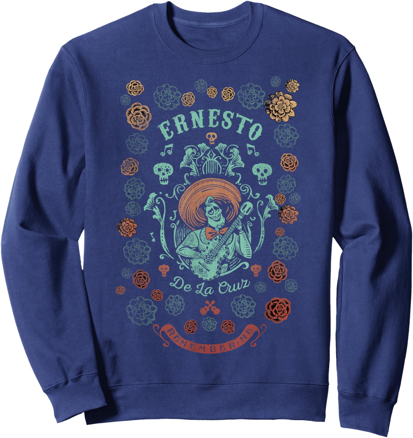 Disney Pixar Coco Ernesto Remember Me Floral Style Sweatshirt - Sweatshirt | Navy