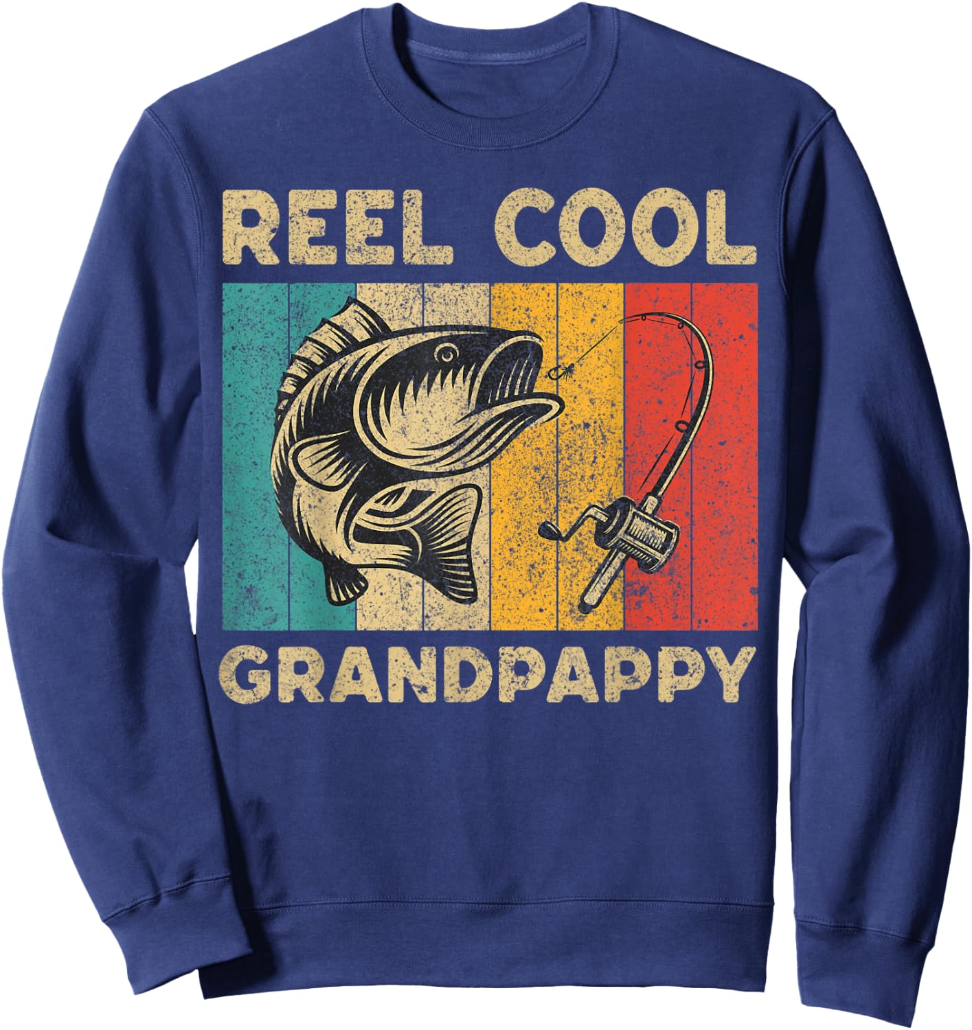 Father's Day Present Funny Fishing Reel Cool Grandpappy Sweatshirt - Sweatshirt | Navy