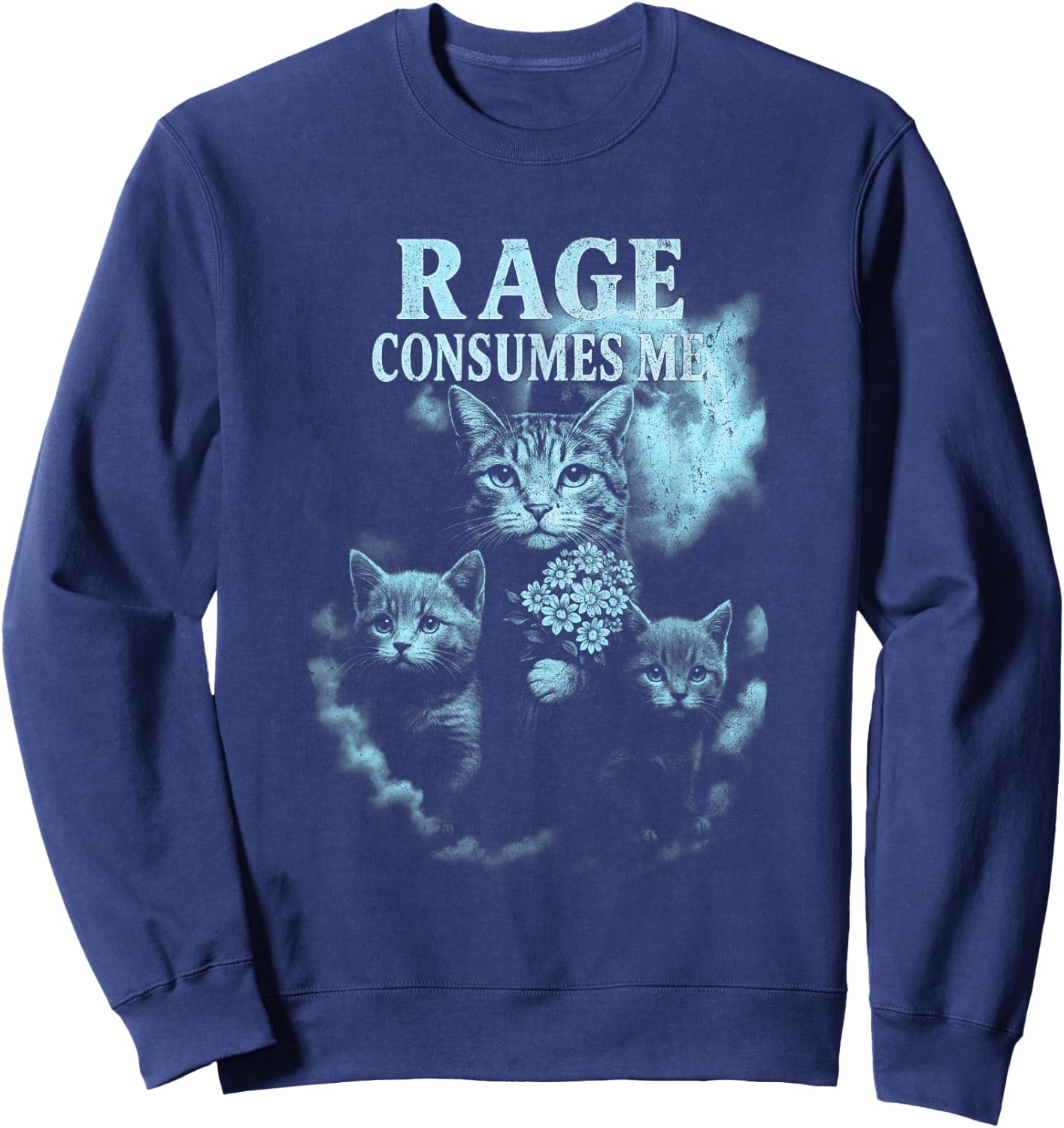Rage Consumes Me Funny Cat Sweatshirt - Sweatshirt | Navy