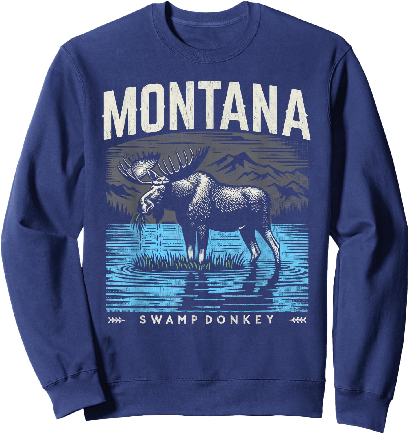 Montana Moose - The Original Swamp Donkey Sweatshirt - Sweatshirt | Navy