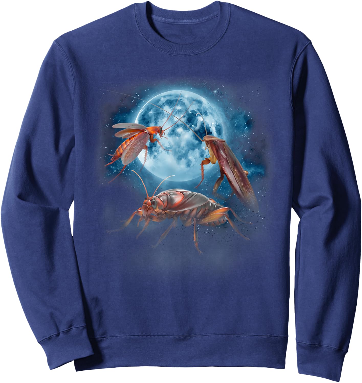 Cockroach Shirt - Cockroach Shirt Funny Howling at the Moon Sweatshirt - Sweatshirt | Navy