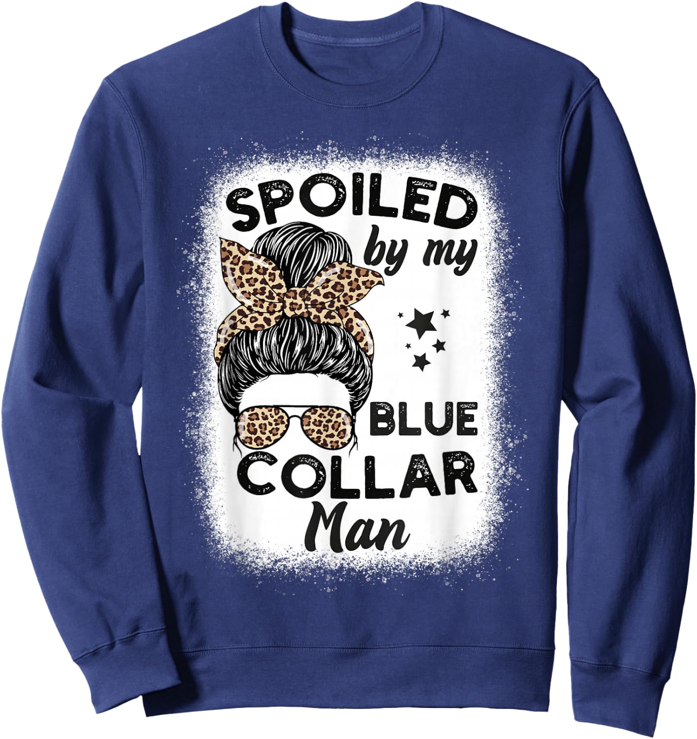 Spoiled By My Blue Collar Man Messy Bun Sweatshirt - Sweatshirt | Navy