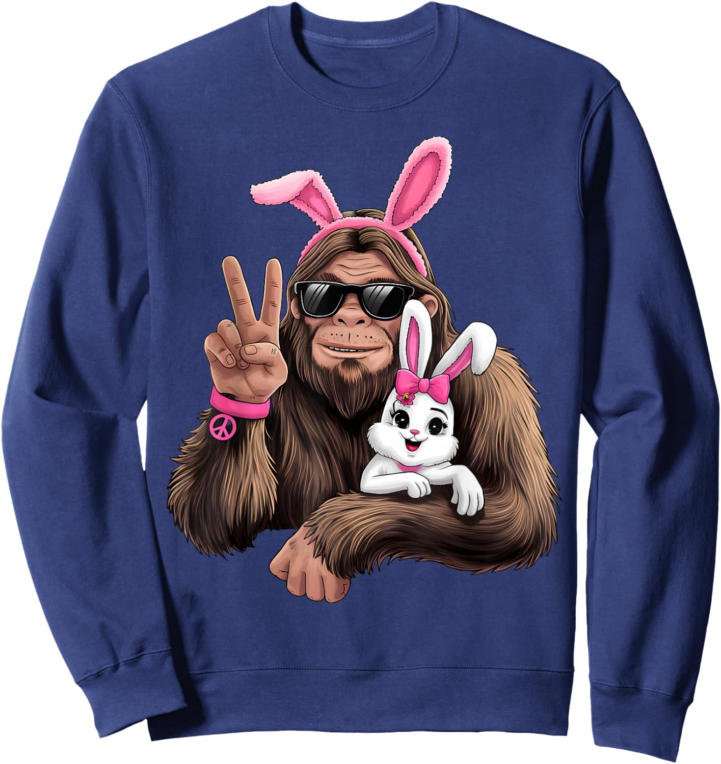 Funny Bigfoot Bunny Easter Day Sasquatch Sweatshirt - Sweatshirt | Navy