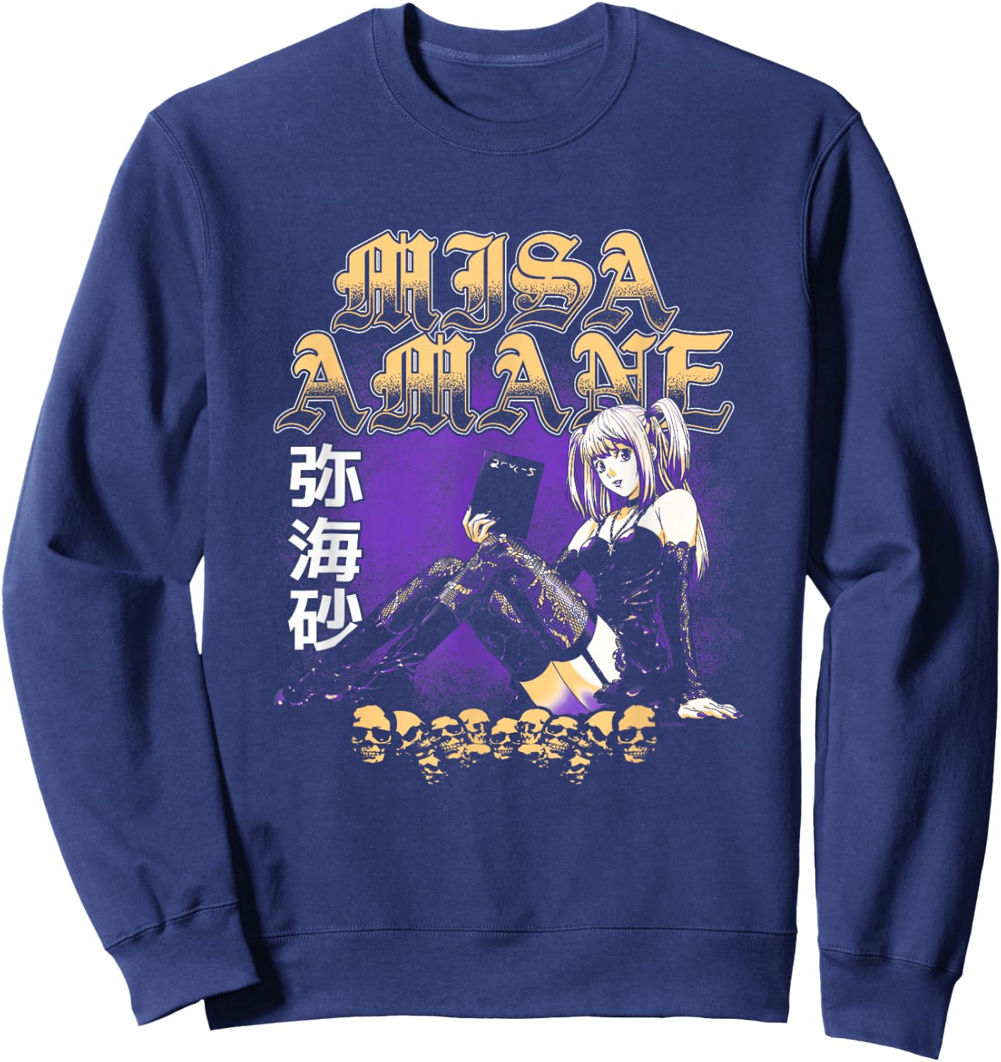 Death Note Misa Amane Old English Text Anime Sweatshirt - Sweatshirt | Navy