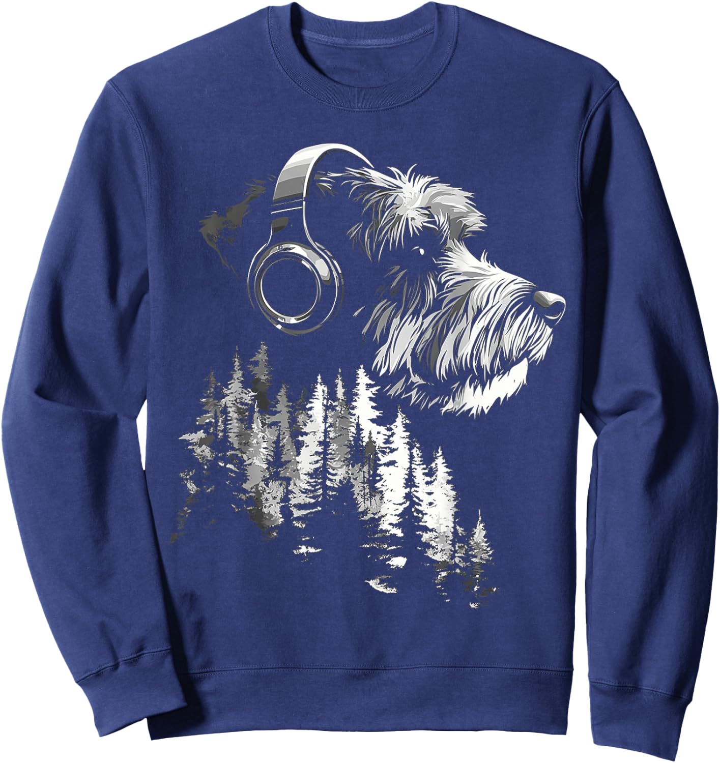 Schnauzer Dog Graphic Pet Artwork Music Headphone Schnauzer Sweatshirt - Sweatshirt | Navy