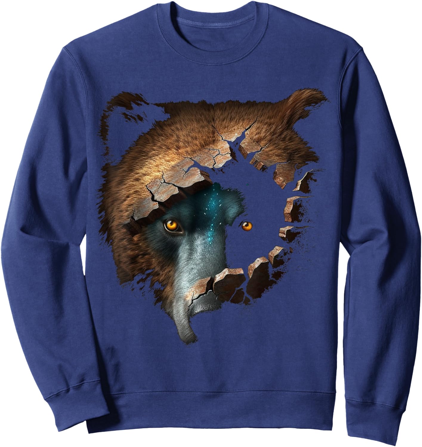 Bear Artwork Animal Fantasy Creative Animal Motif Bear Sweatshirt - Sweatshirt | Navy