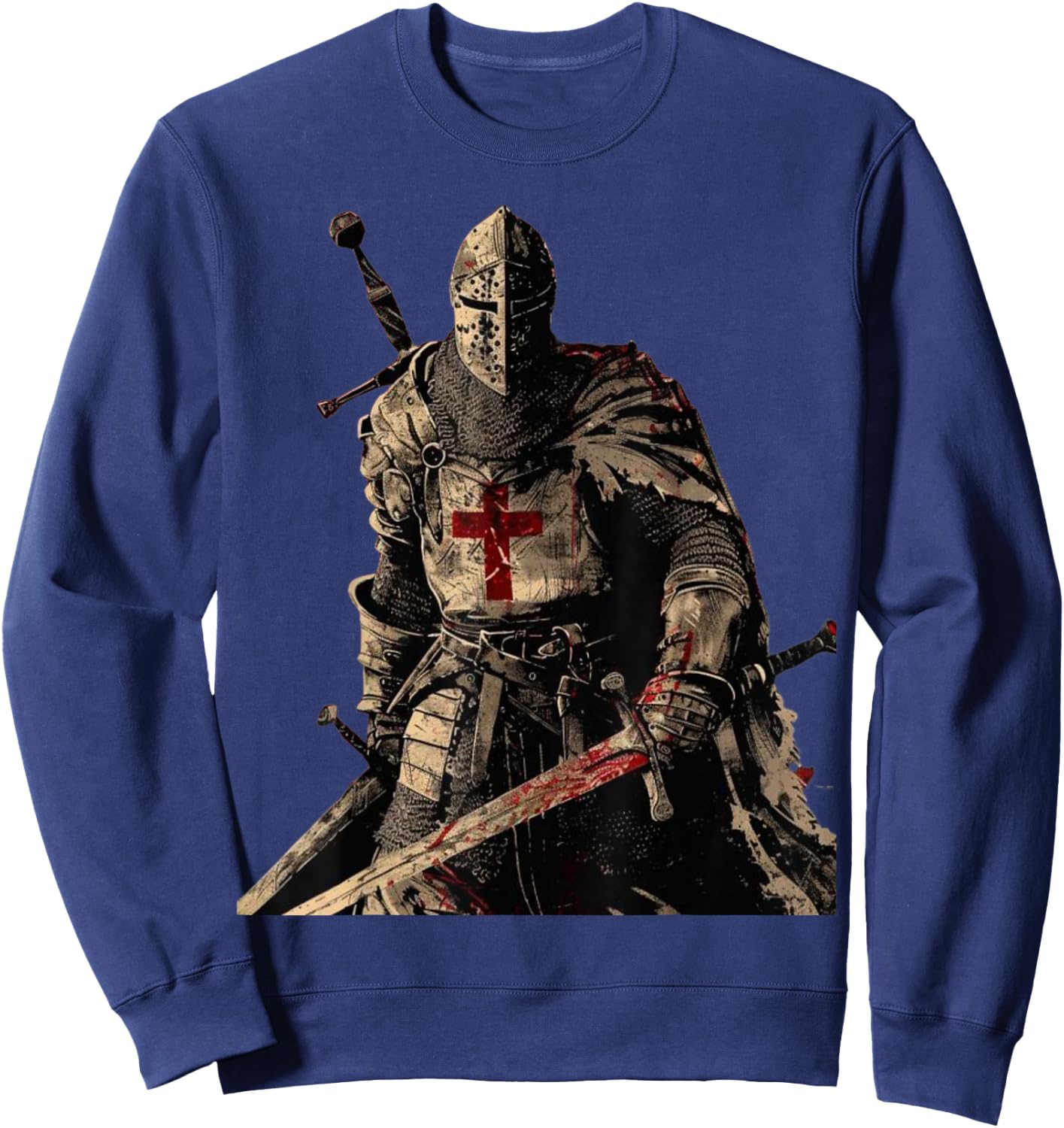 Knight Templar Christian Warrior of God Crusader Gift , Black, S Sweatshirt - Sweatshirt | Navy