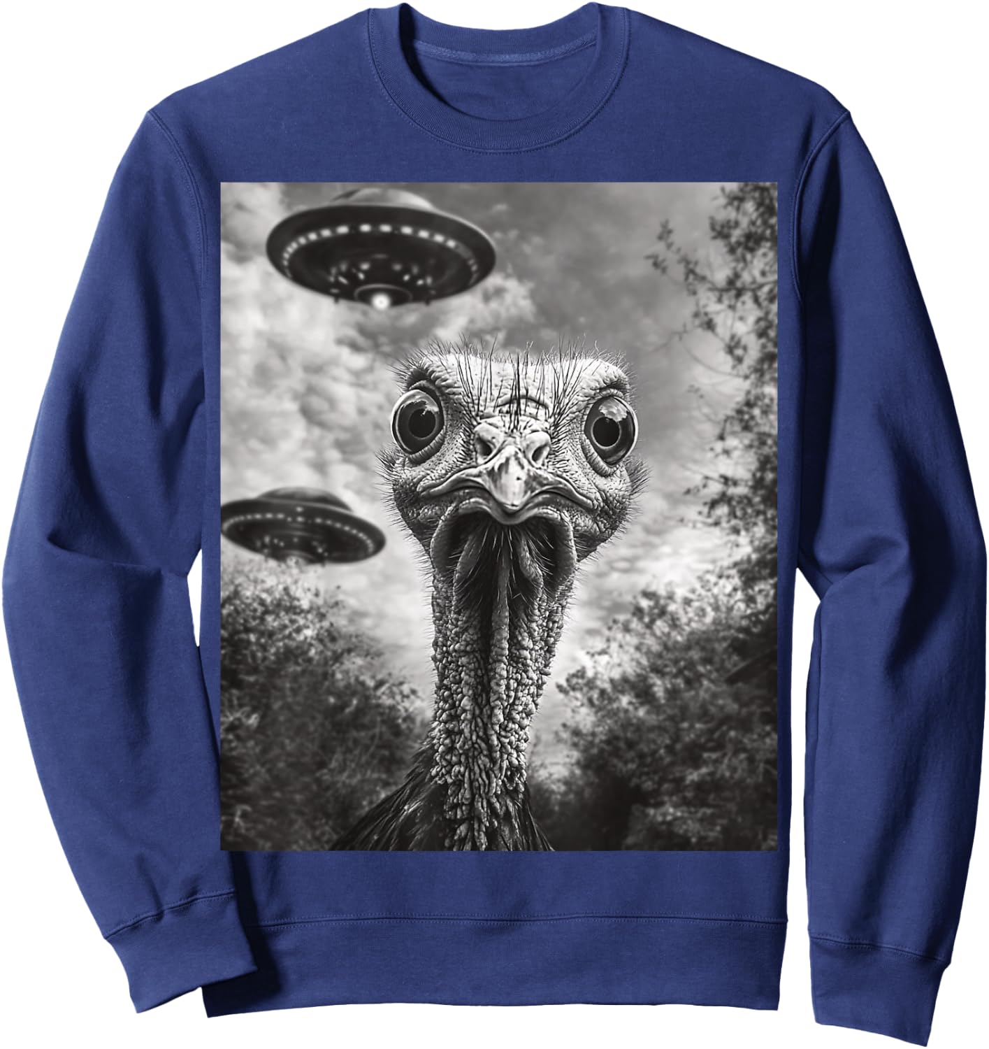 Funny Turkey Selfie UFO Thanksgiving Sweatshirt - Sweatshirt | Navy