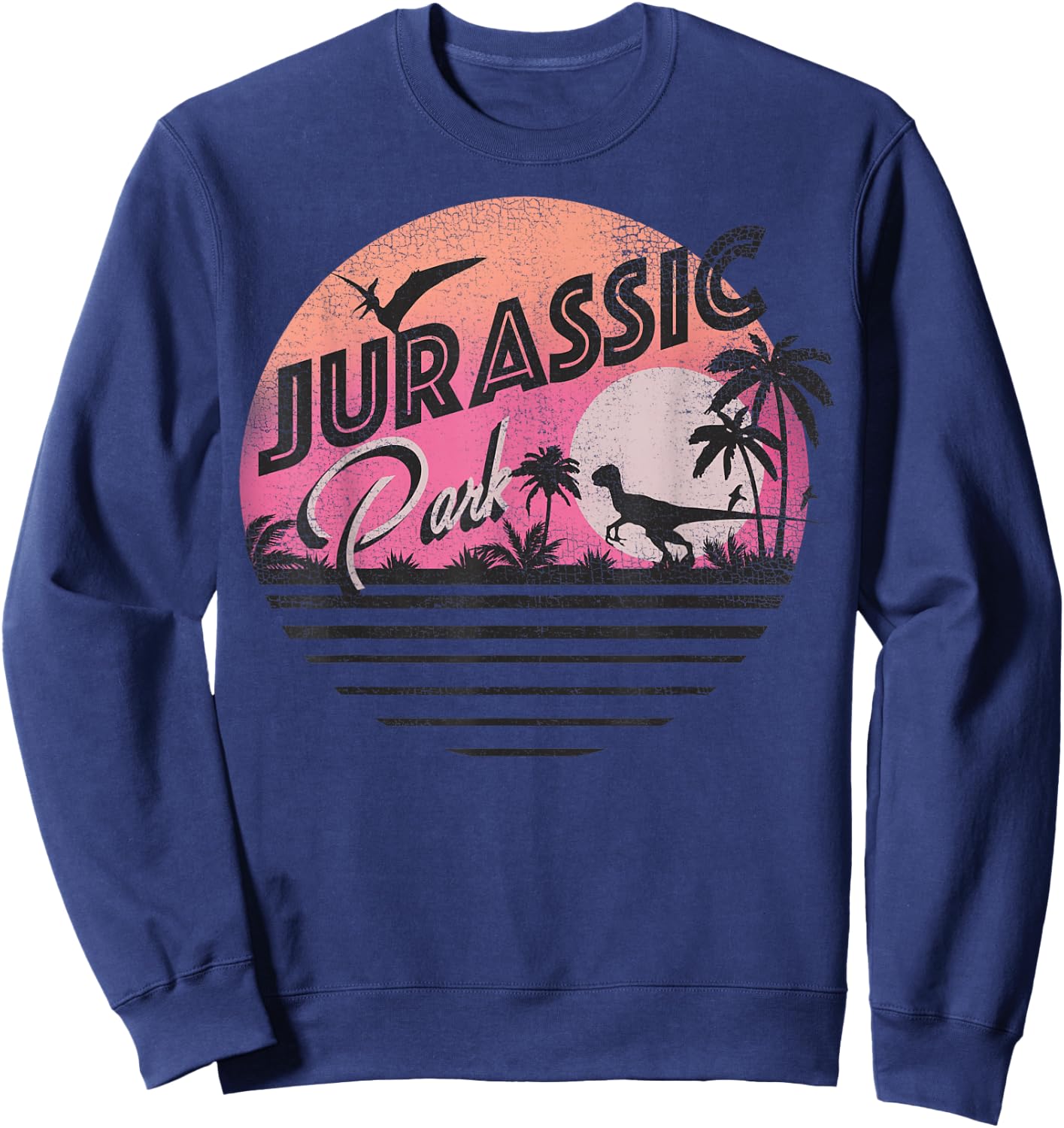Jurassic Park Retro 90's Dinosaur Scene Sweatshirt - Sweatshirt | Navy