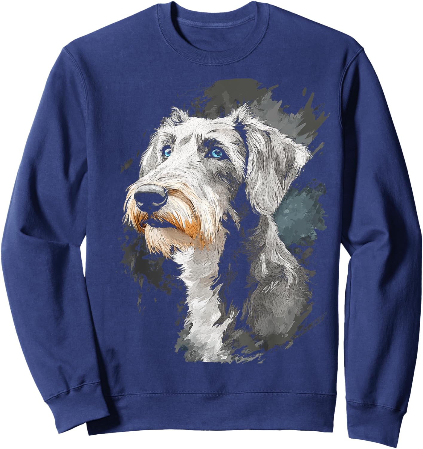 Irish Wolfhound Dog Motif Pet Art Blue Eyes Irish Wolfhound Sweatshirt - Sweatshirt | Navy