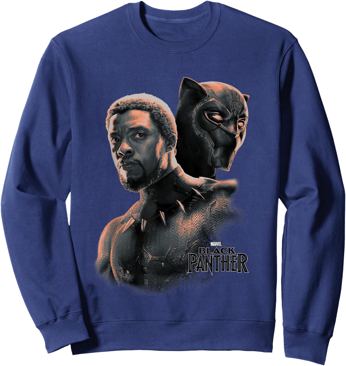 Marvel Black Panther T'Challa Unmasked Portrait Short Sleeve Sweatshirt - Sweatshirt | Navy