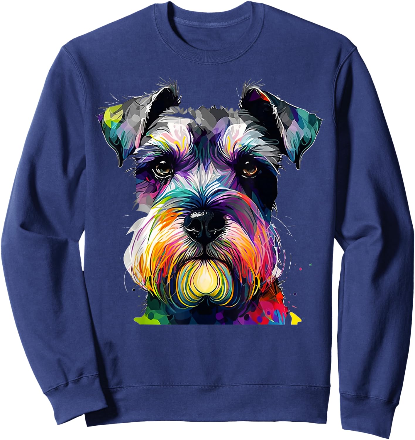 Cute Schnauzer Colorful For Schnauzer Owners Schnauzer Mom Sweatshirt - Sweatshirt | Navy