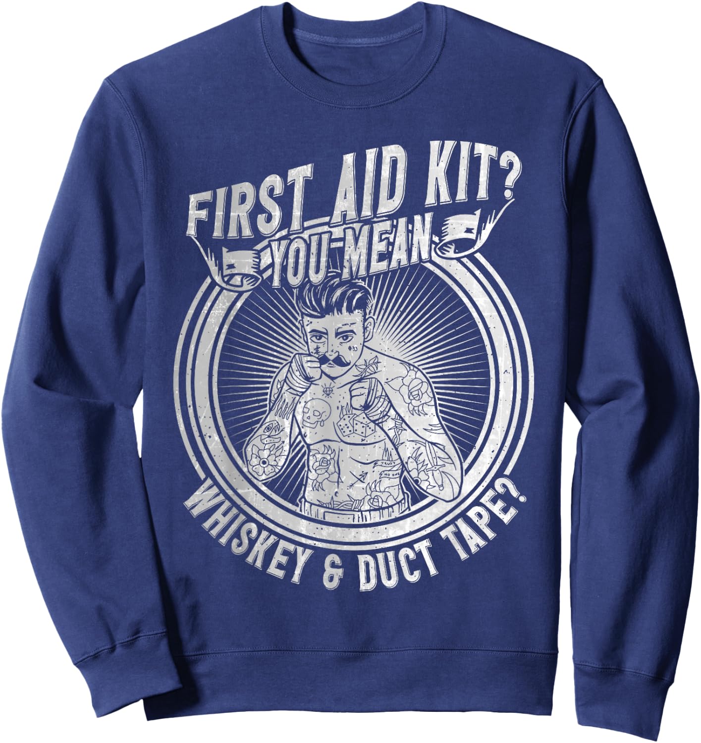 Bare Knuckle Boxing Outfit Old School Boxer MMA Fighter Sweatshirt - Sweatshirt | Navy