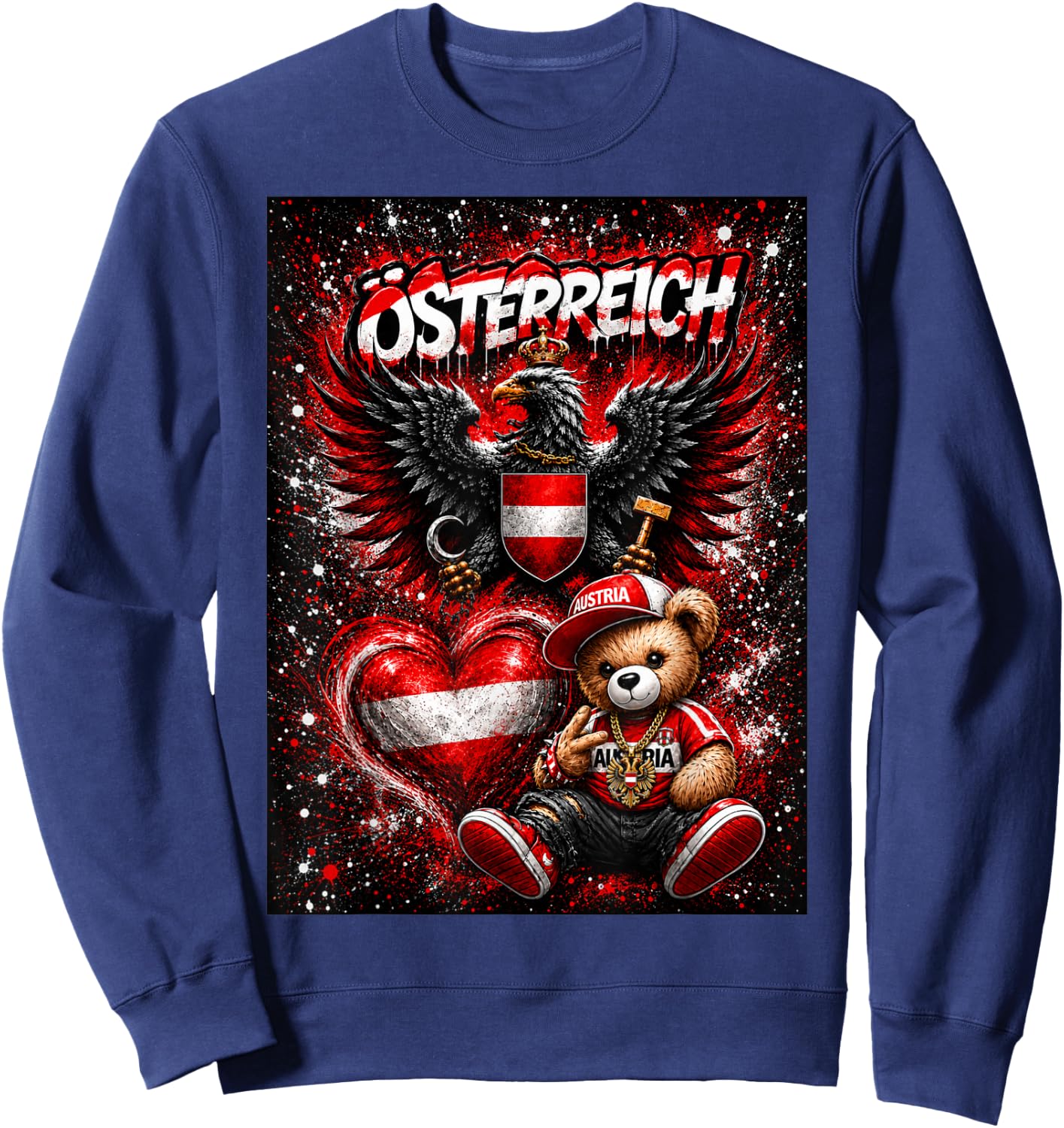 Österreich Adler & Bär Trikot Austria Herren Damen Geschenk Sweatshirt - Sweatshirt | Navy