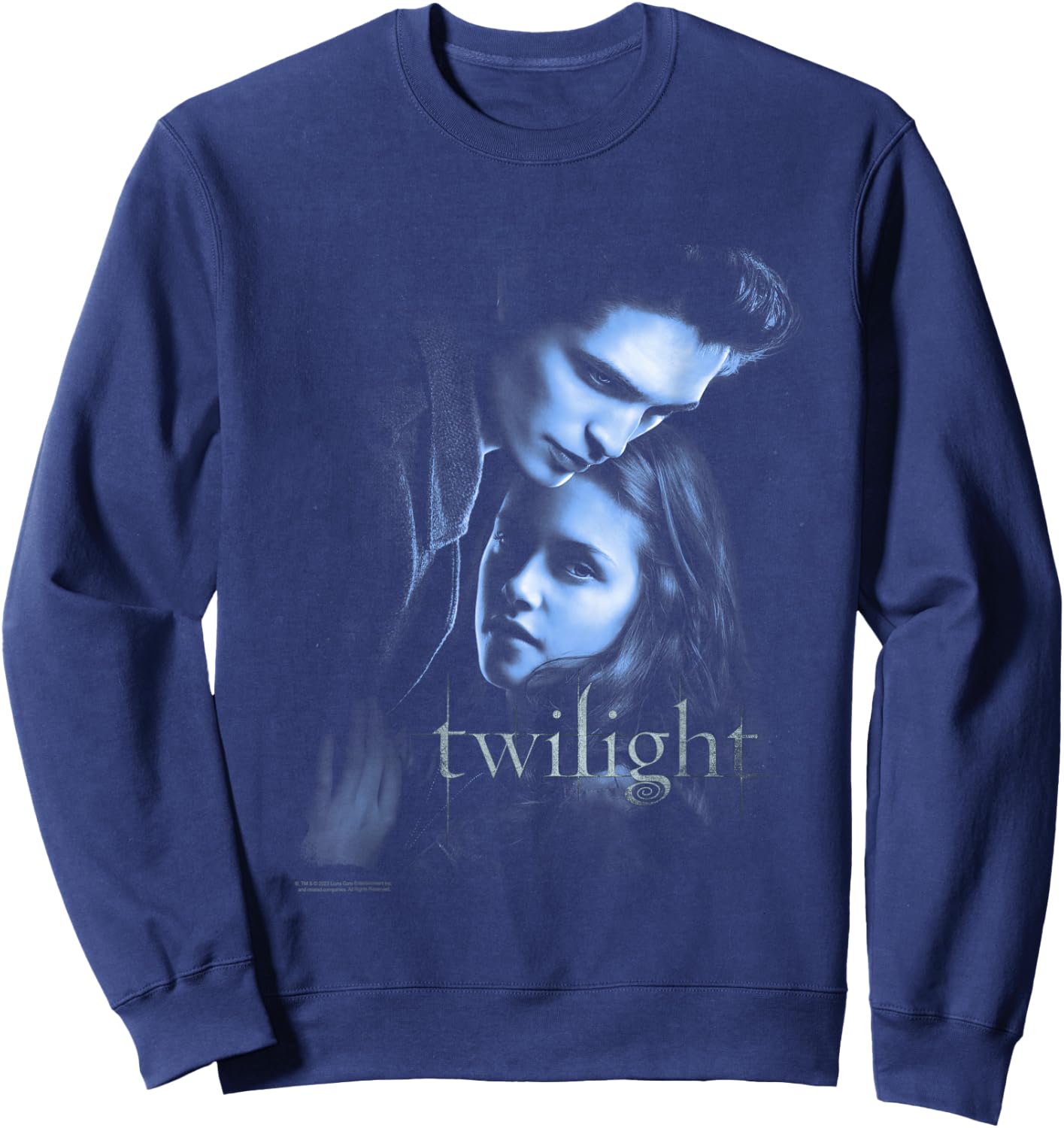 Twilight Hand Poster Edward and Bella Blue Embrace Movie Sweatshirt - Sweatshirt | Navy
