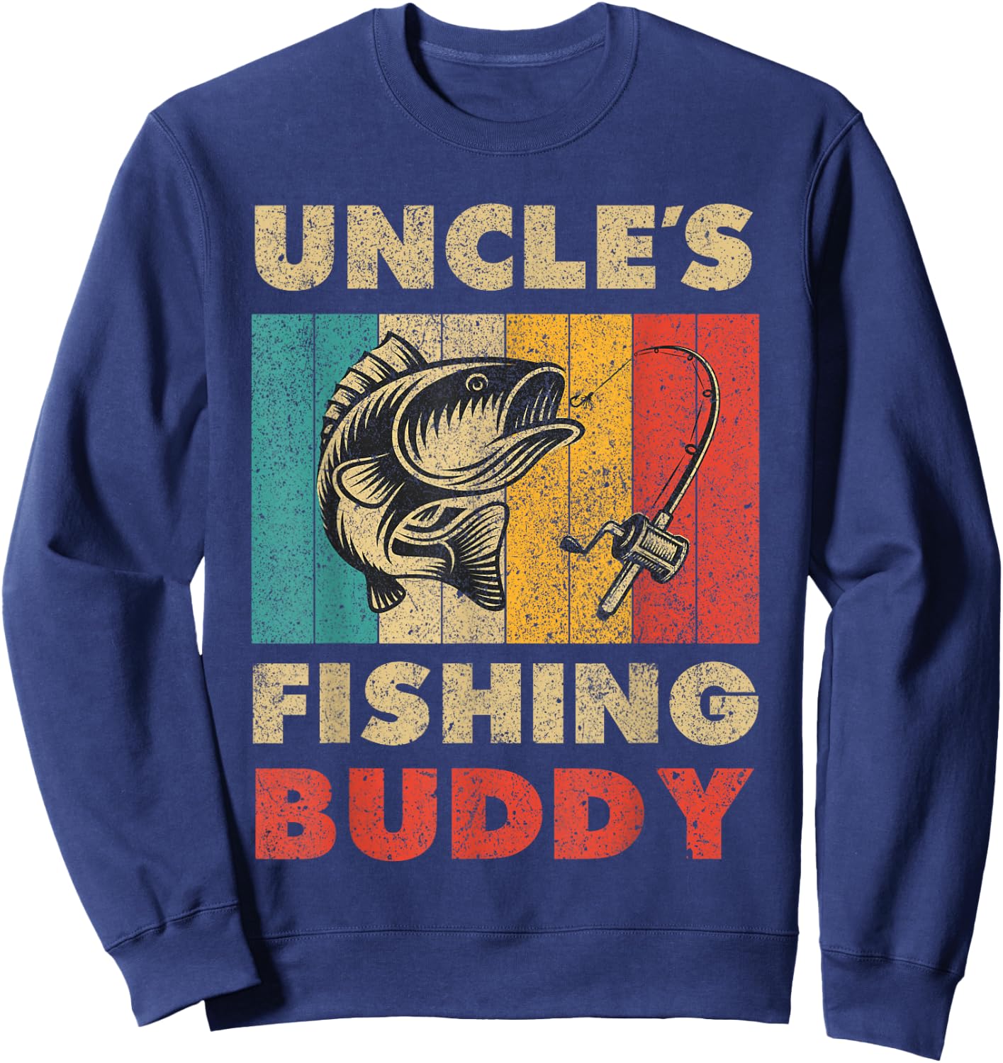 Funny Fishing Uncle's Fishing Buddy Vintage Fishing Sweatshirt - Sweatshirt | Navy