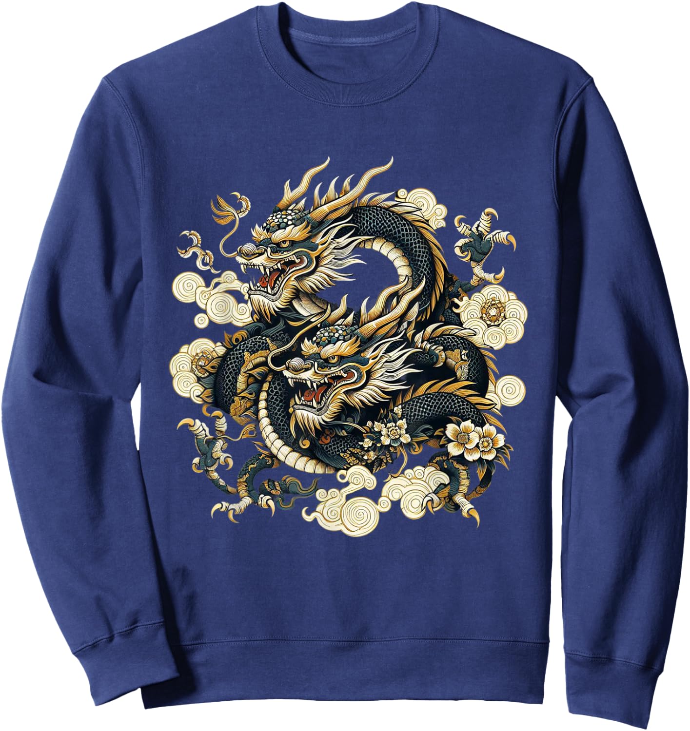 Dragon Aesthetic Japanese Culture Tokyo inspired asian Sweatshirt - Sweatshirt | Navy