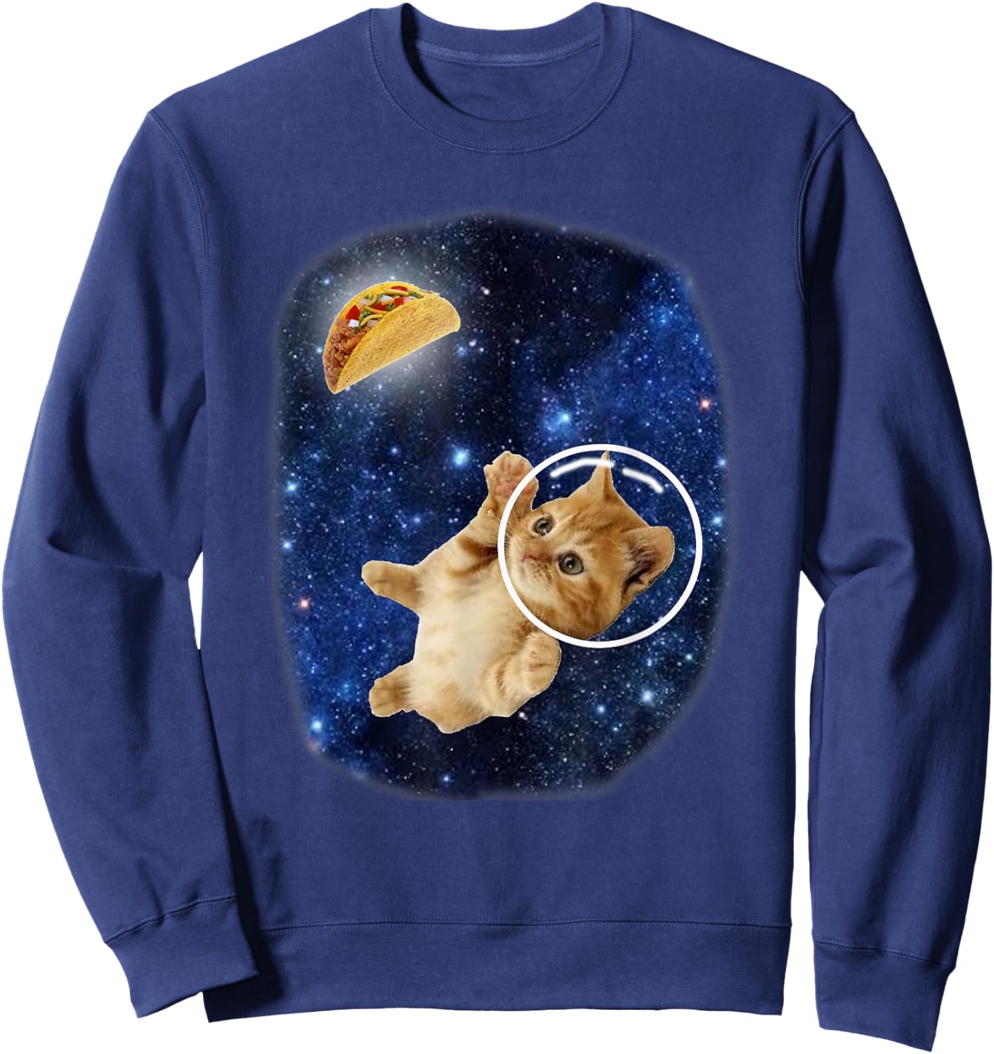 Crazy Space Taco Kitty Cat Sweatshirt - Sweatshirt | Navy