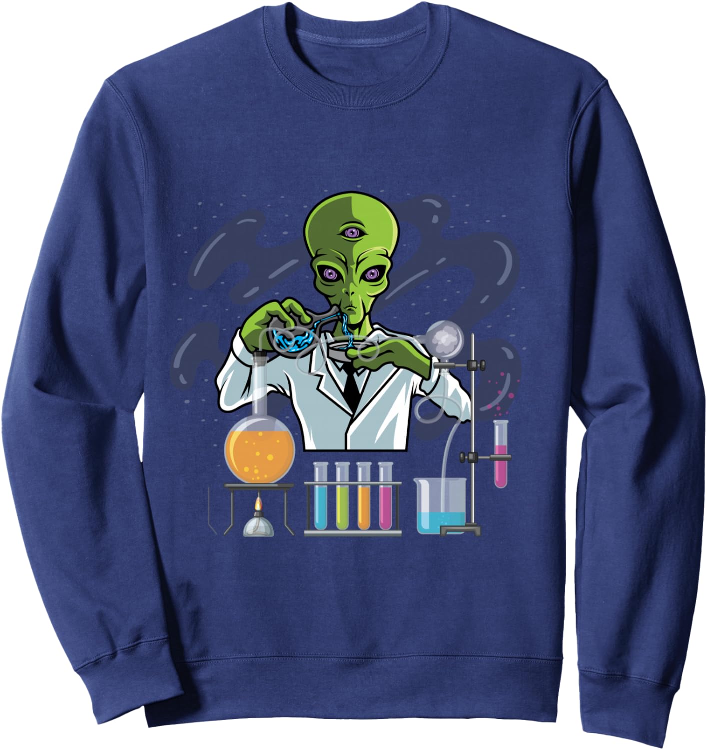 Psychedelic Alien Lab Technician Sweatshirt - Sweatshirt | Navy