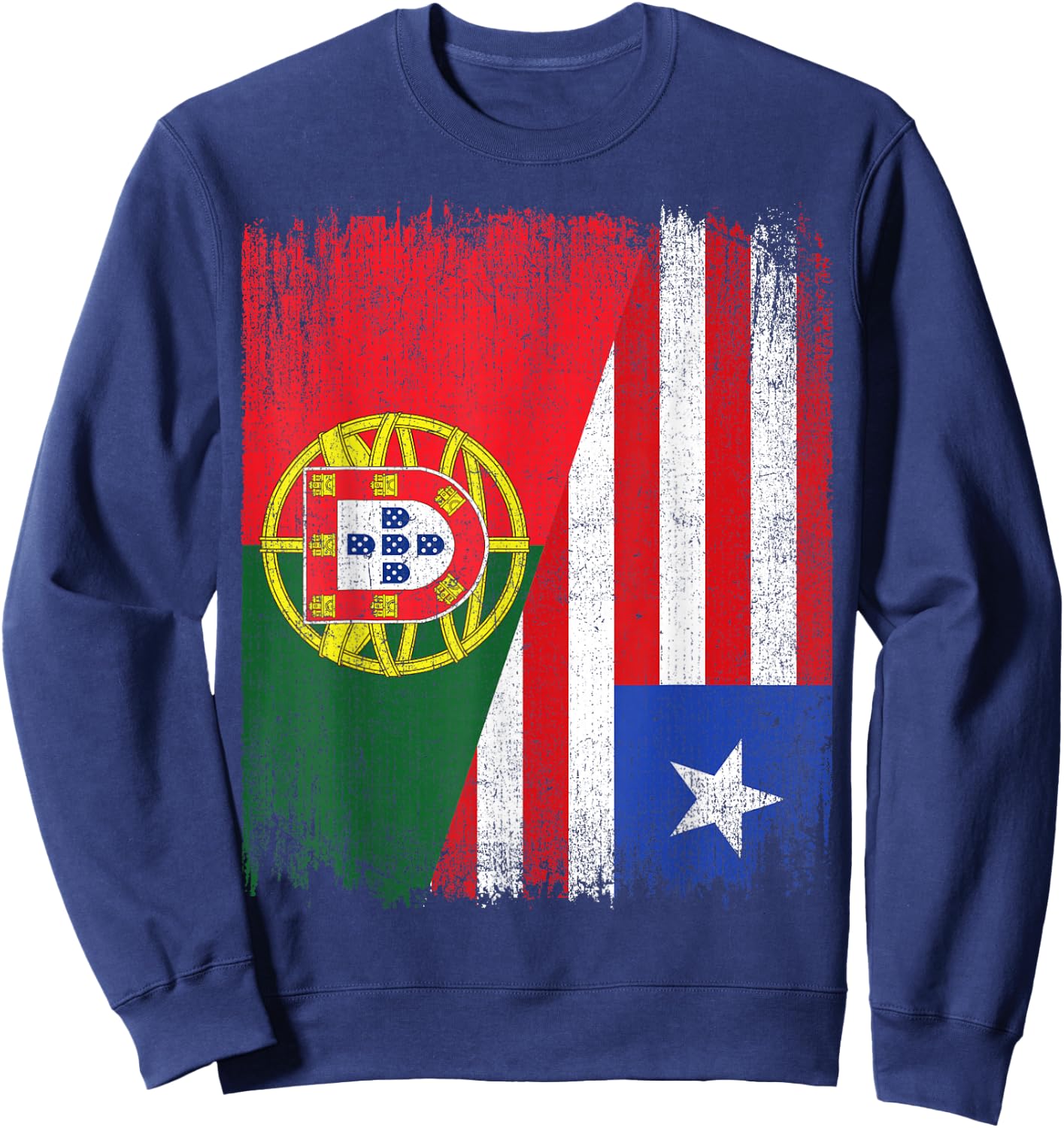 Half Portugal Liberia Split Flag Portuguese Pride Roots Sweatshirt - Sweatshirt | Navy