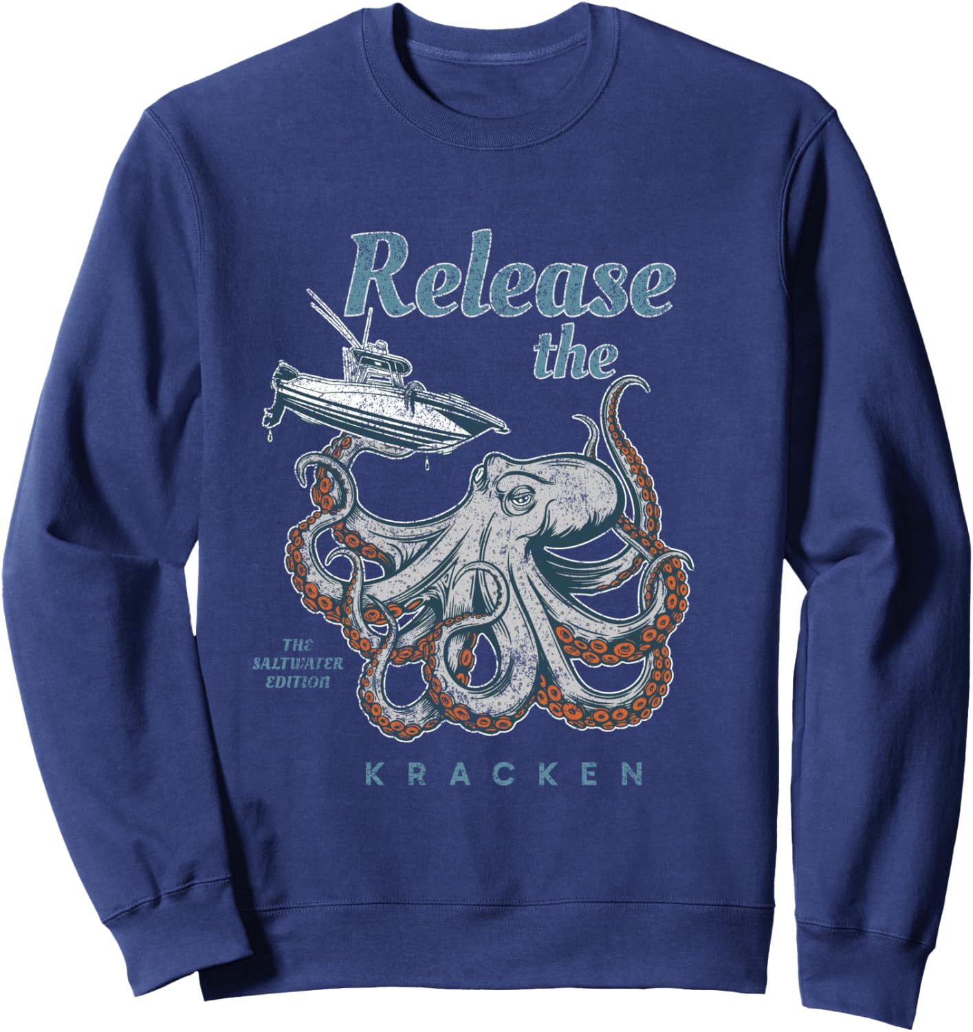 Release The Kraken Saltwater Fishing Sweatshirt - Sweatshirt | Navy