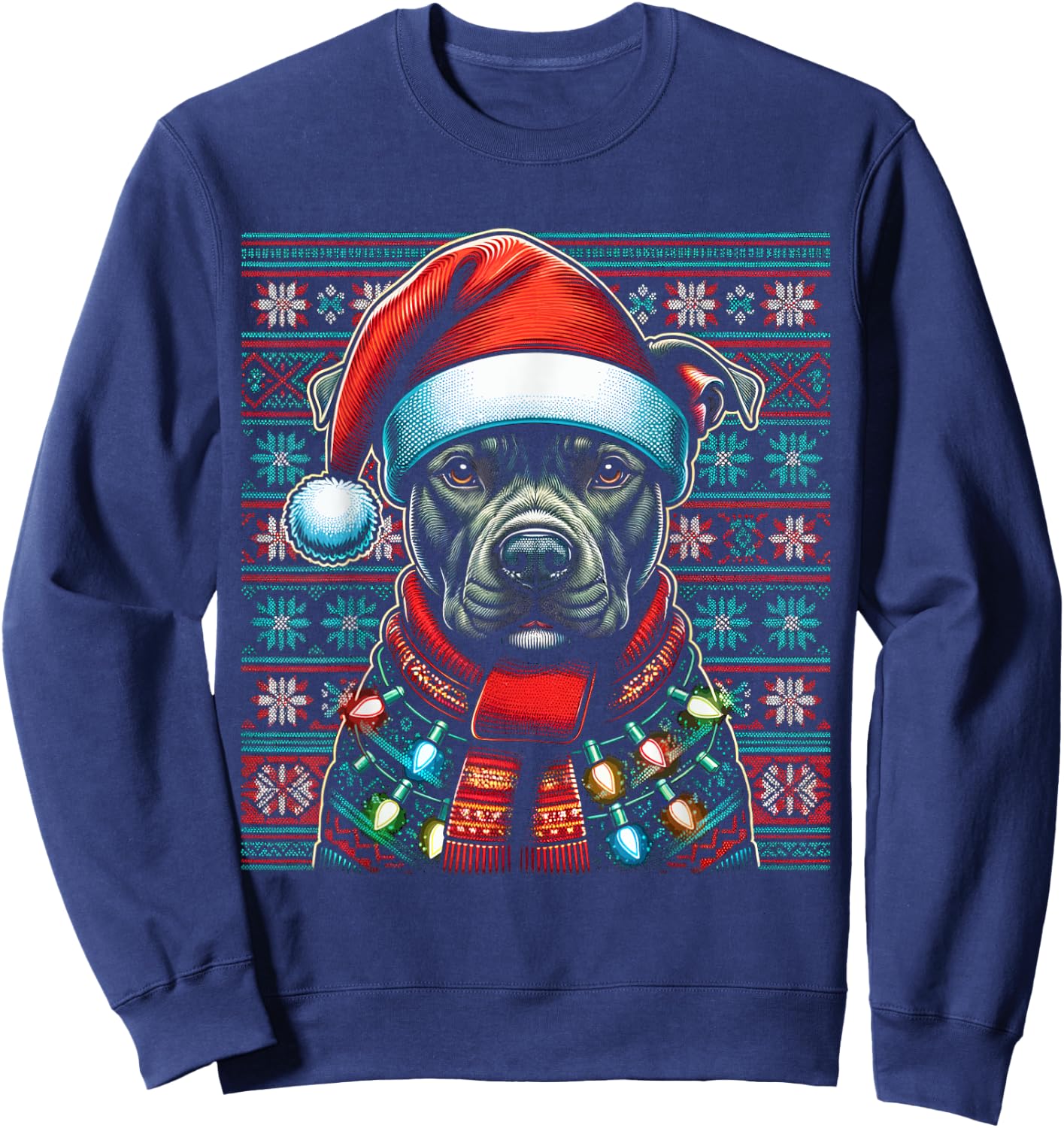 Christmas Pit bull Xmas Pit Bull Mom Dog Lover Santa Sweatshirt - Sweatshirt | Navy