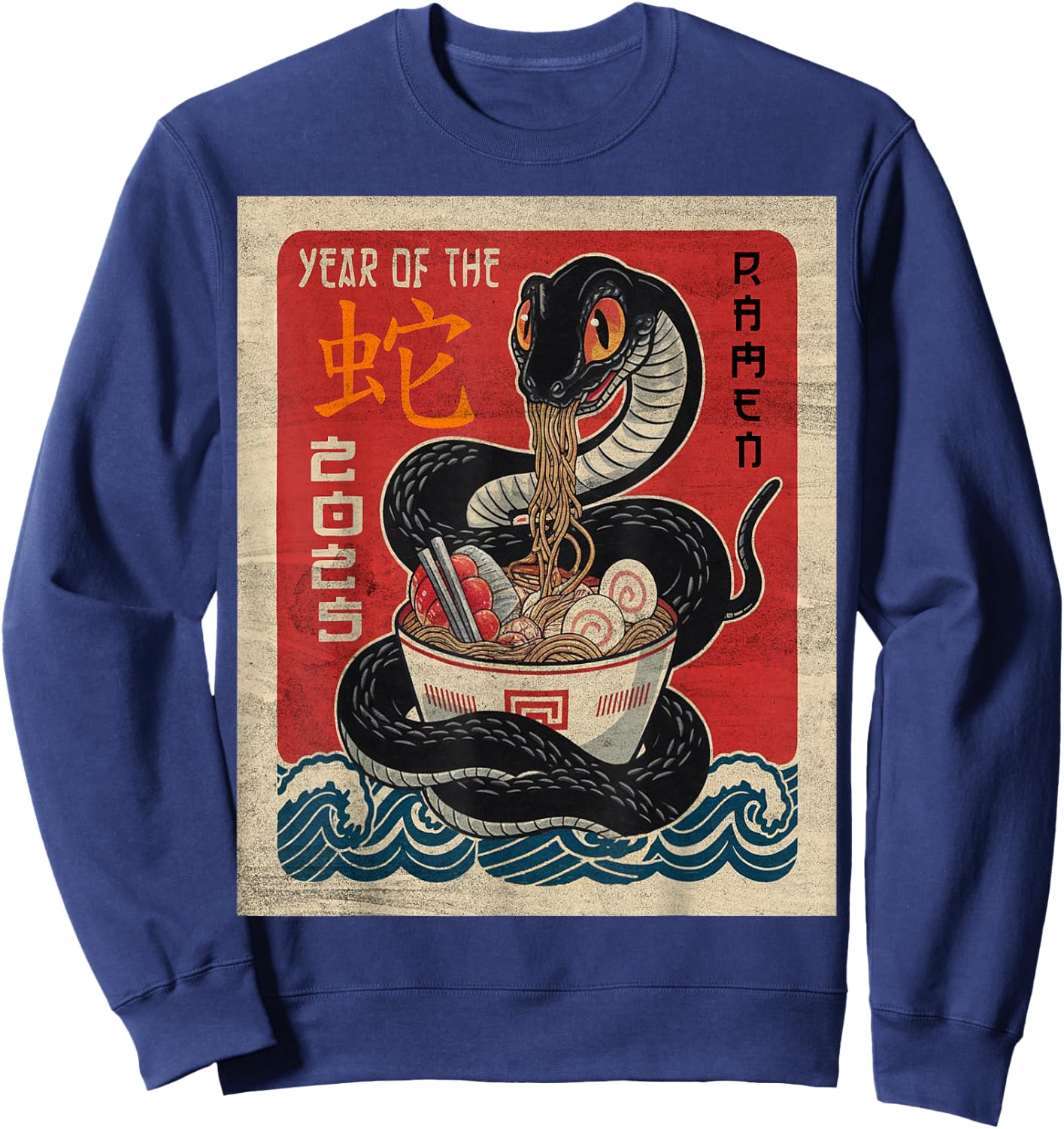 Snake Ramen Japanese Funny Graphic Kawaii Snake Anime Gifts Sweatshirt - Sweatshirt | Navy
