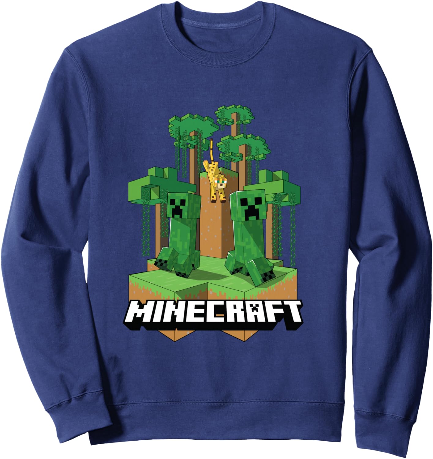 Minecraft Creeper & Jaguar Island Shirt, black Sweatshirt - Sweatshirt | Navy