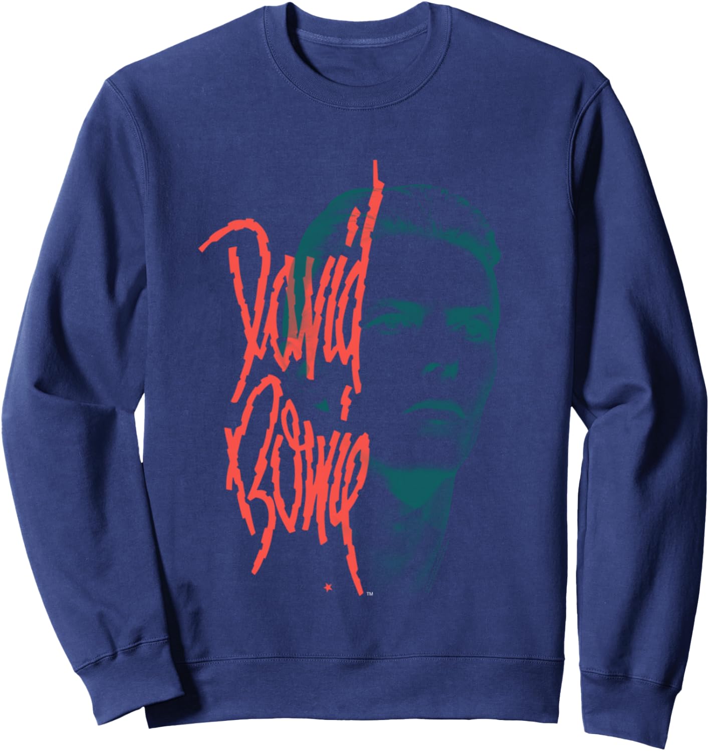 Offiziell David Bowie Music Rock Mono Stare Langarmshirt Sweatshirt - Sweatshirt | Navy