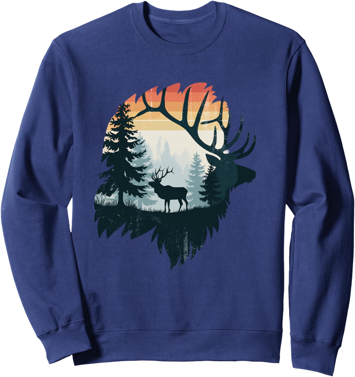 Elk Hunting Hiking Outdoor Camping Forest Men Women Elk Sweatshirt - Sweatshirt | Navy