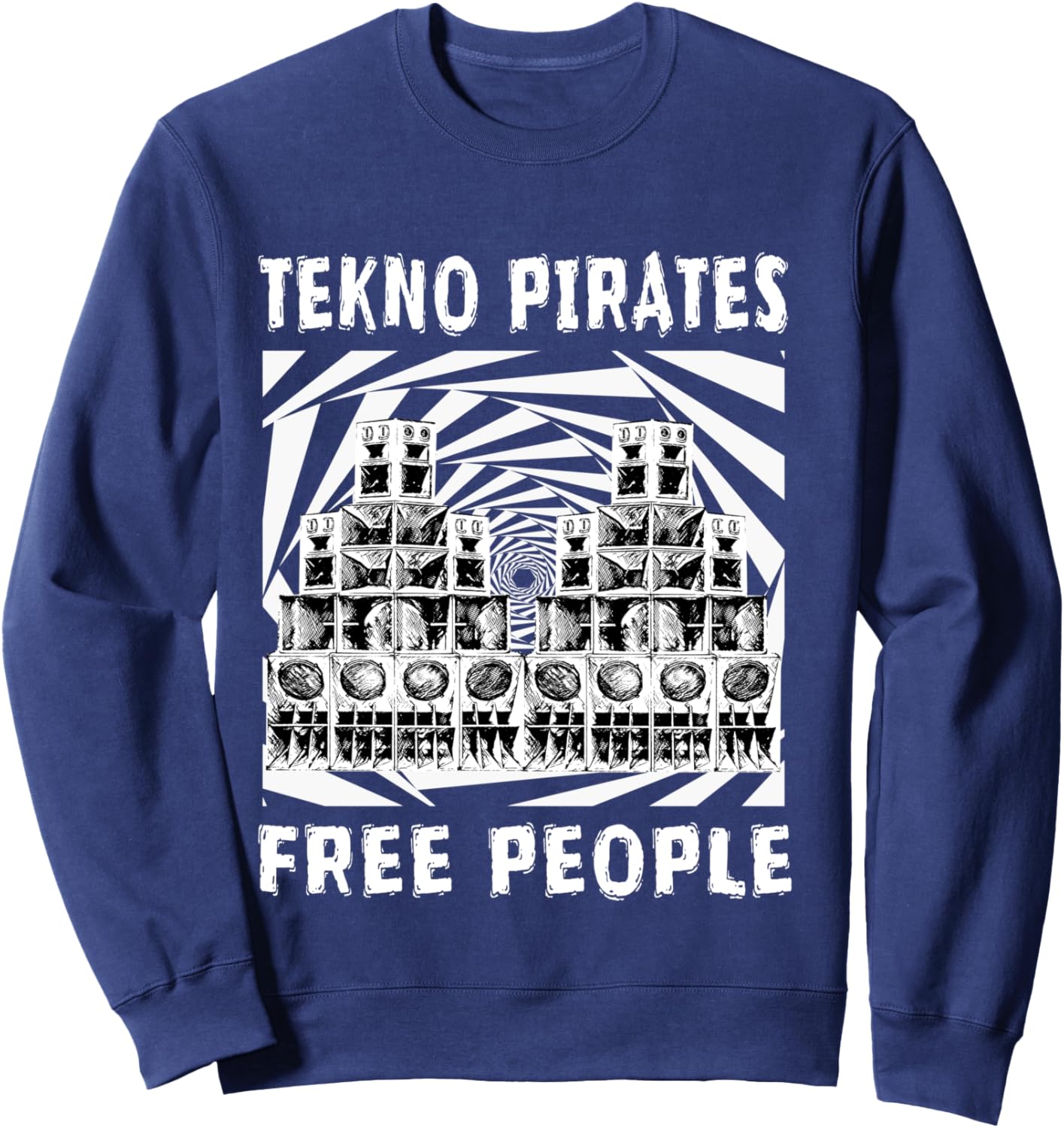 Free Party Tekno 23 DJ Rave Public Address (PA) system , Black, S Sweatshirt - Sweatshirt | Navy