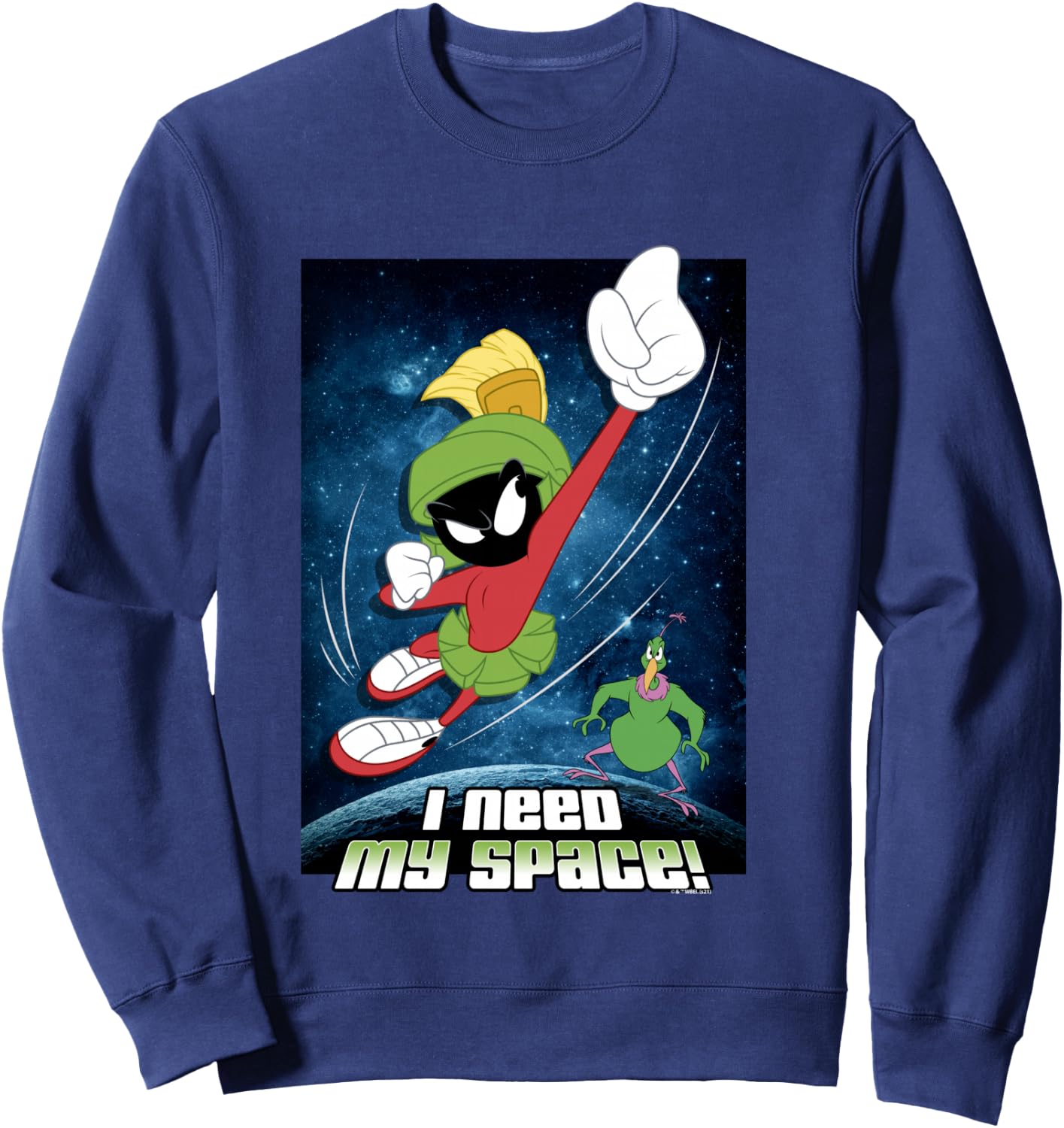 Looney Tunes Marvin & Instant Martian Need Space Poster Sweatshirt - Sweatshirt | Navy