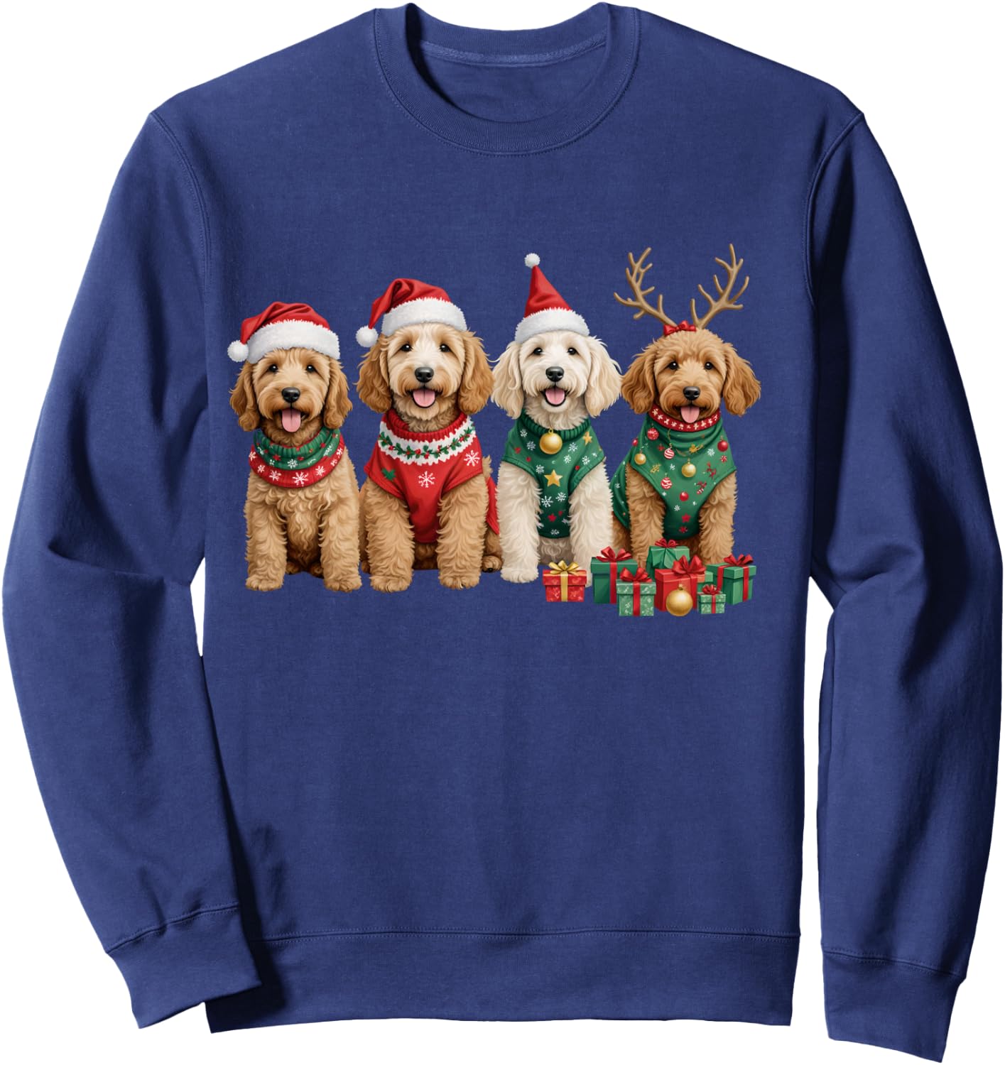 Goldendoodle Christmas Golden Doodle Pajamas Girls Sweatshirt - Sweatshirt | Navy
