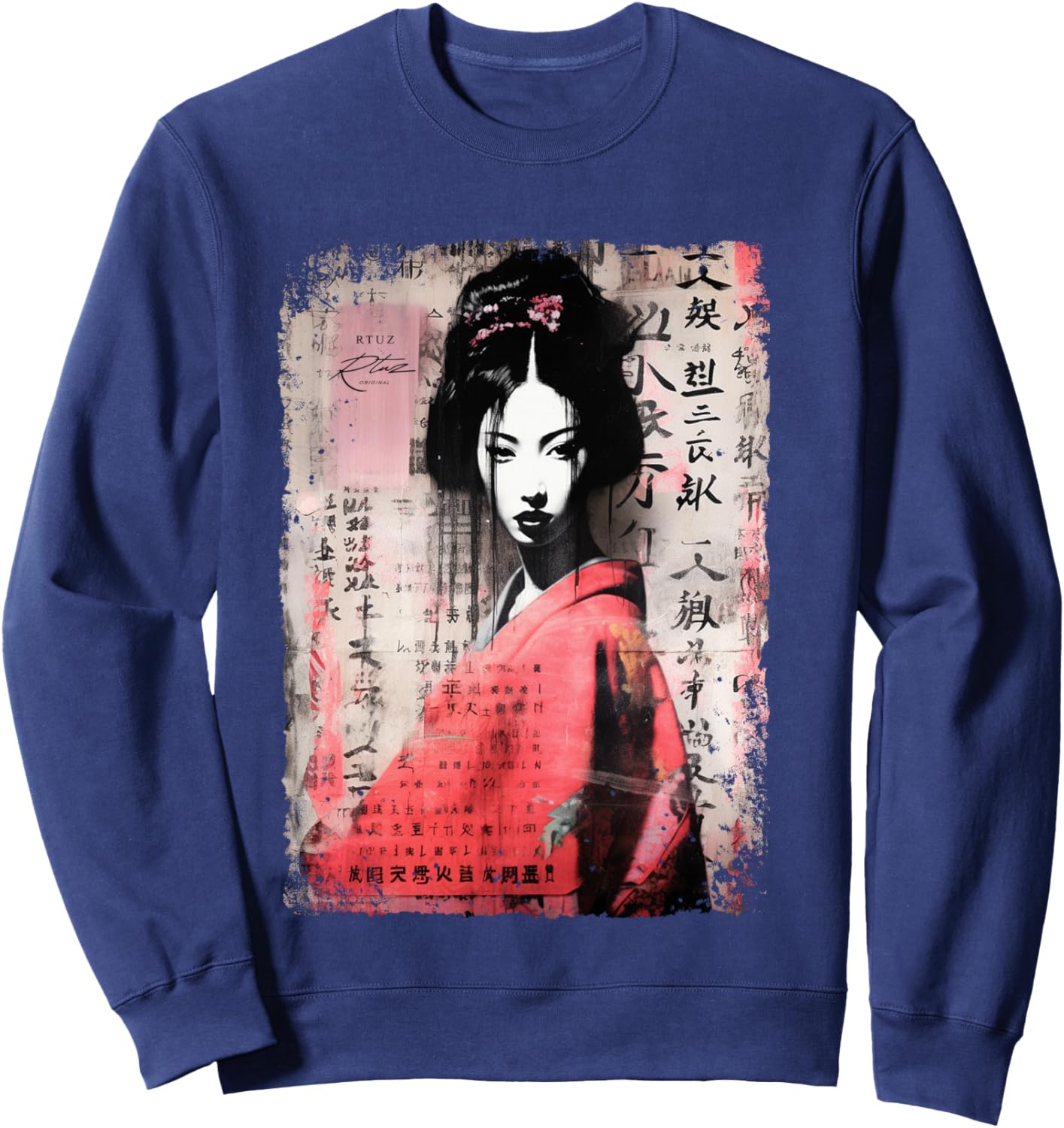 Geisha Asia Japan Woman Vintage Culture Tokyo Geisha , Black Sweatshirt - Sweatshirt | Navy