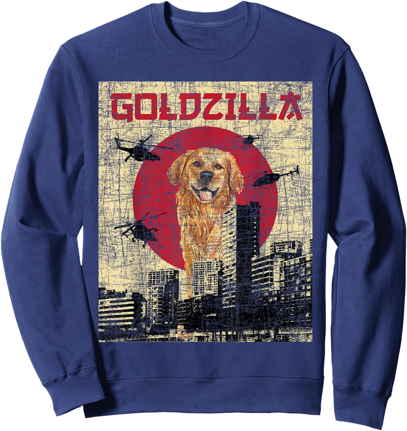 Goldzilla - Golden Retriever Dog Owner Canine Lover Women Kids Sweatshirt - Sweatshirt | Navy