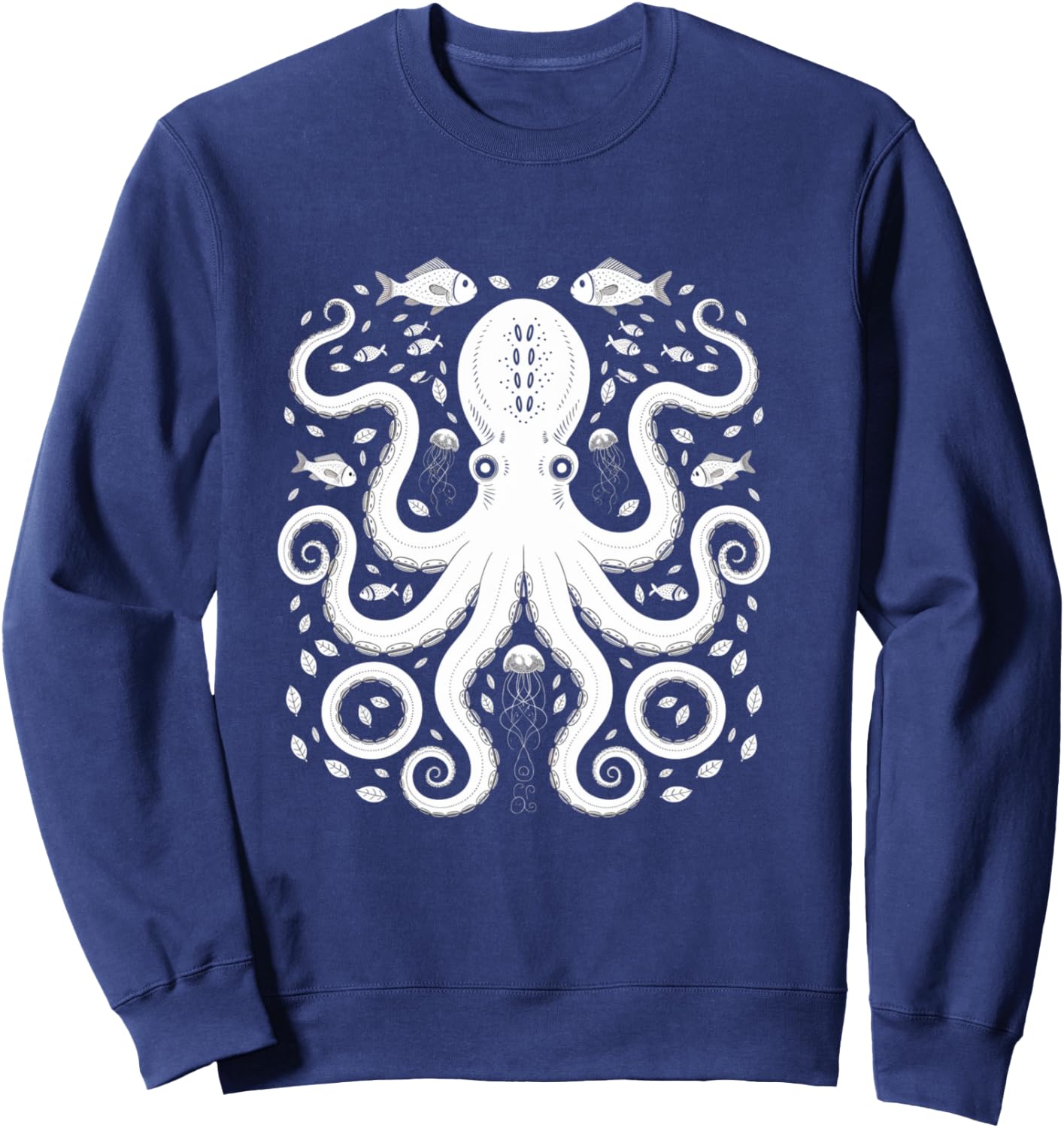 Vintage Octopus Retro Graphic Octopuses Women Men Fisherman Sweatshirt - Sweatshirt | Navy