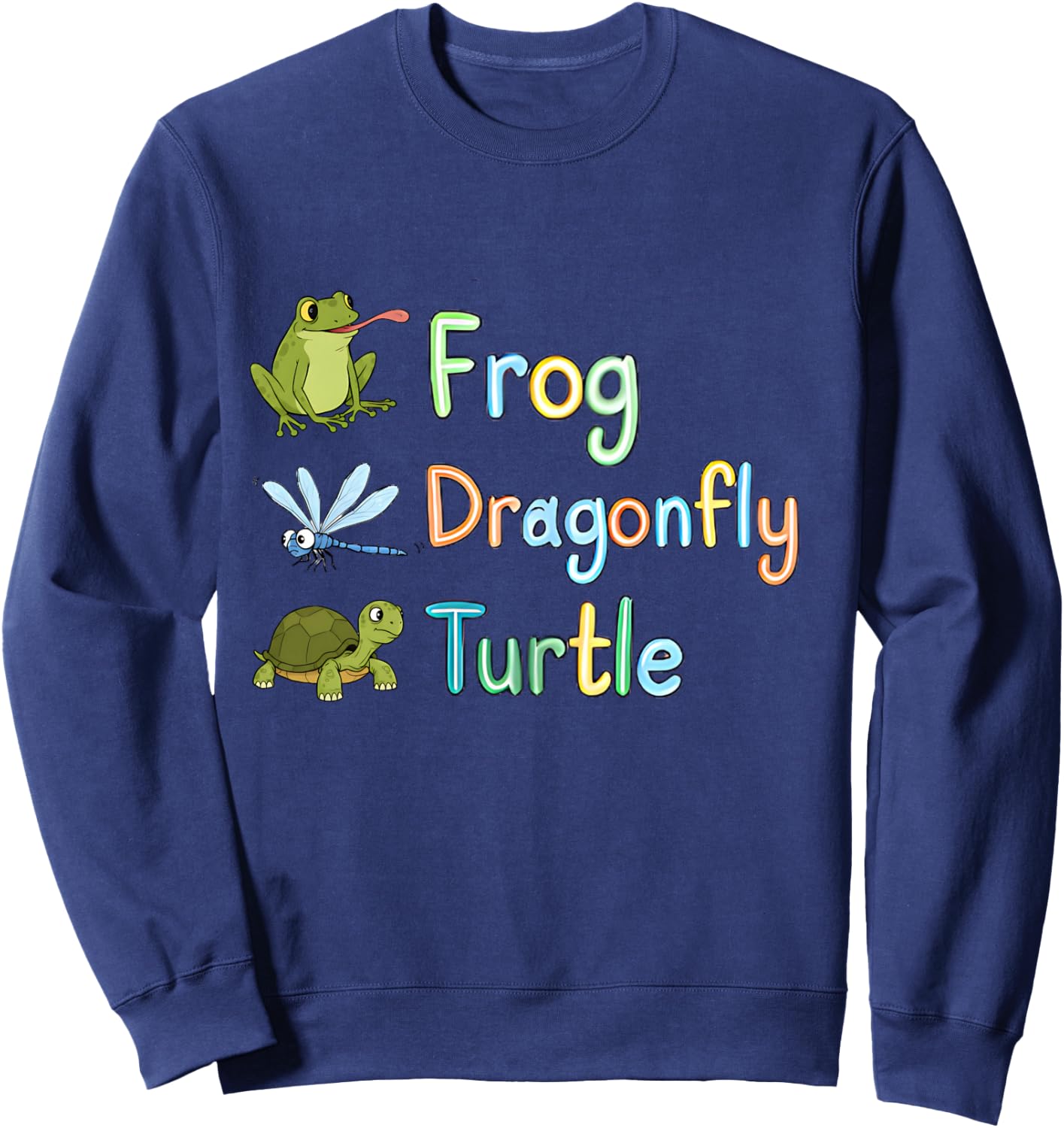 Subtle Political Humor Frog Dragonfly Turtle Women Men 2025 Sweatshirt - Sweatshirt | Navy