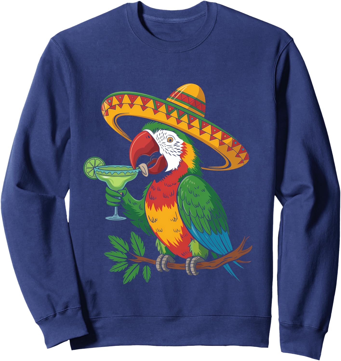 Funny Parrot Drinking Margarita Sweatshirt - Sweatshirt | Navy