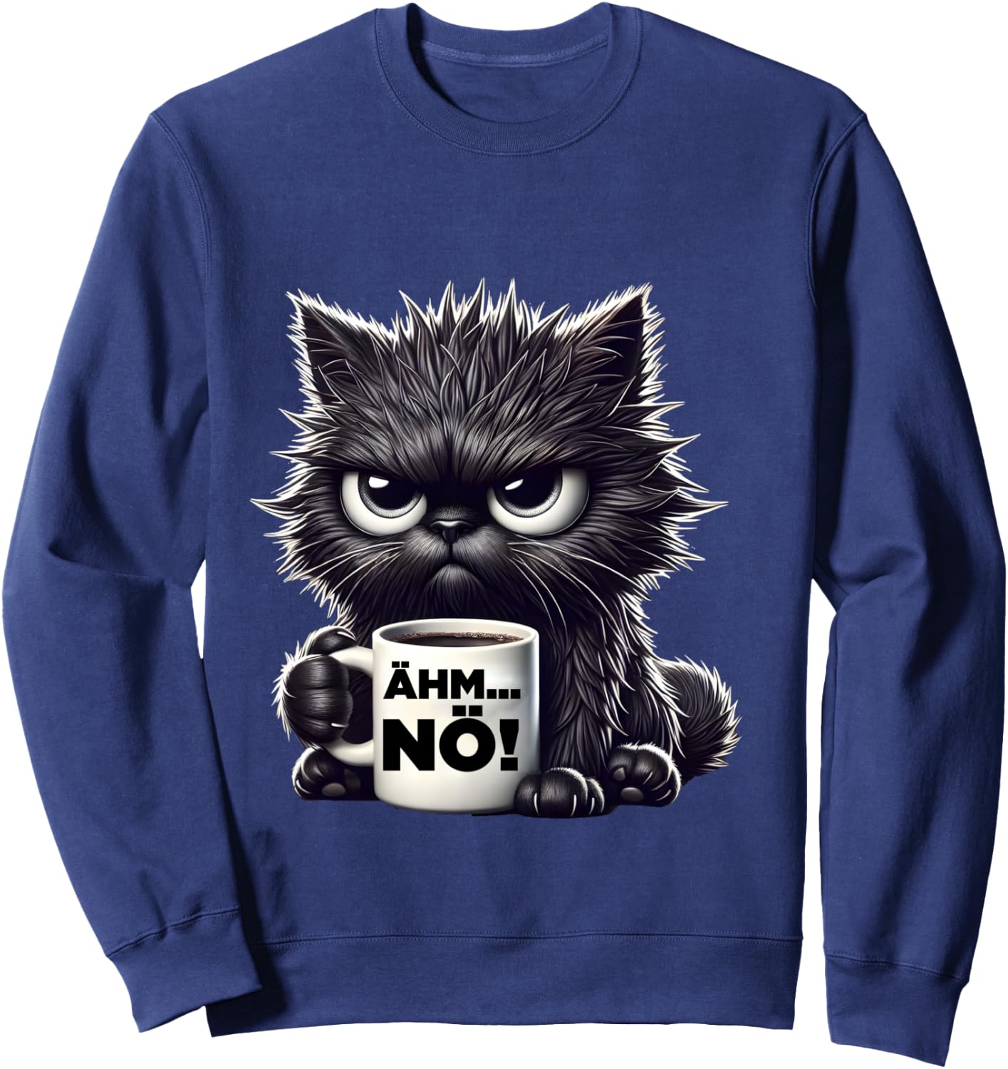 Grimmige Cat Work Colleagues Men Women Funny Cats Shirt, black, S Sweatshirt - Sweatshirt | Navy