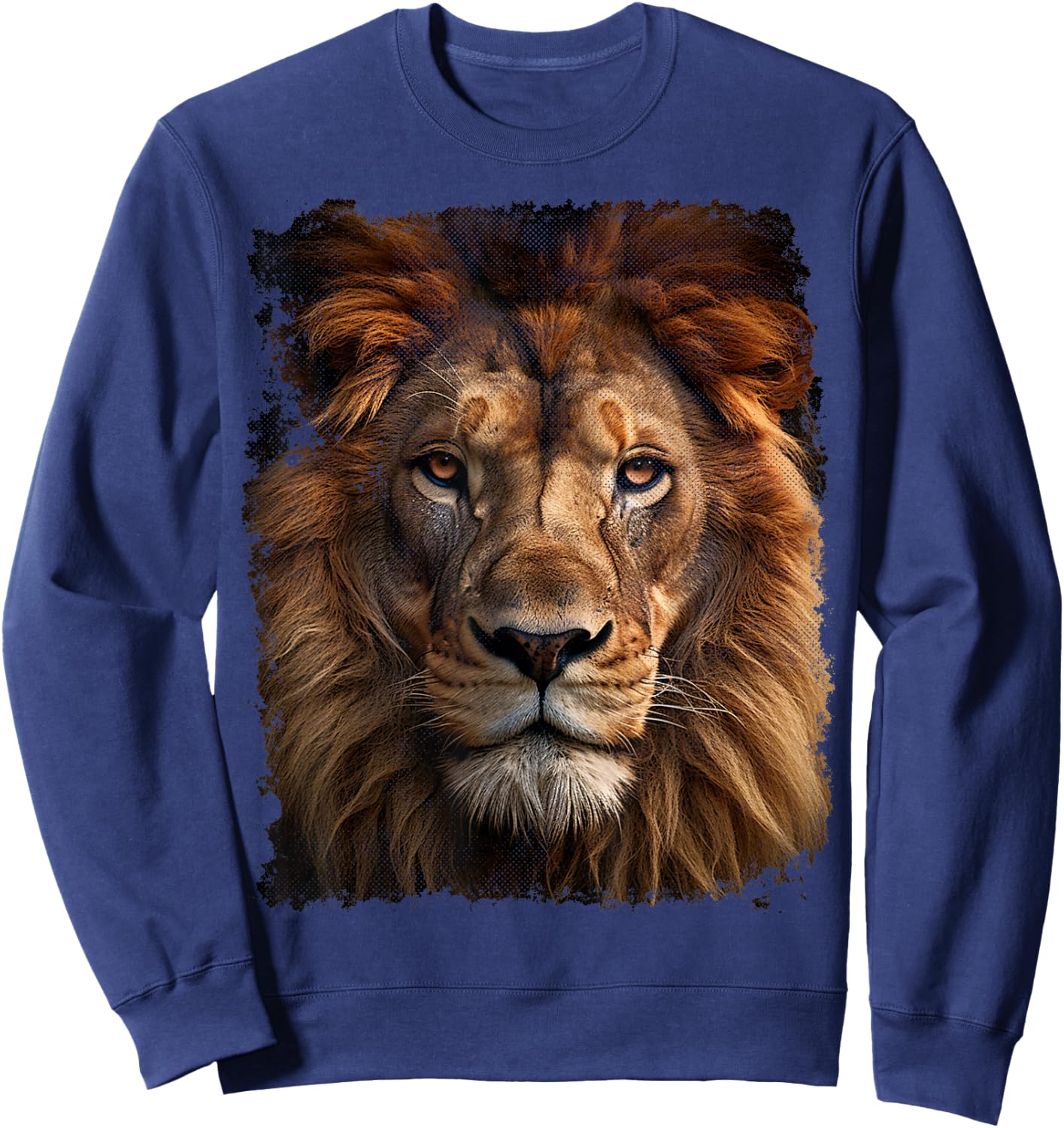 Vintage Lion Animal Graphic Sweatshirt - Sweatshirt | Navy