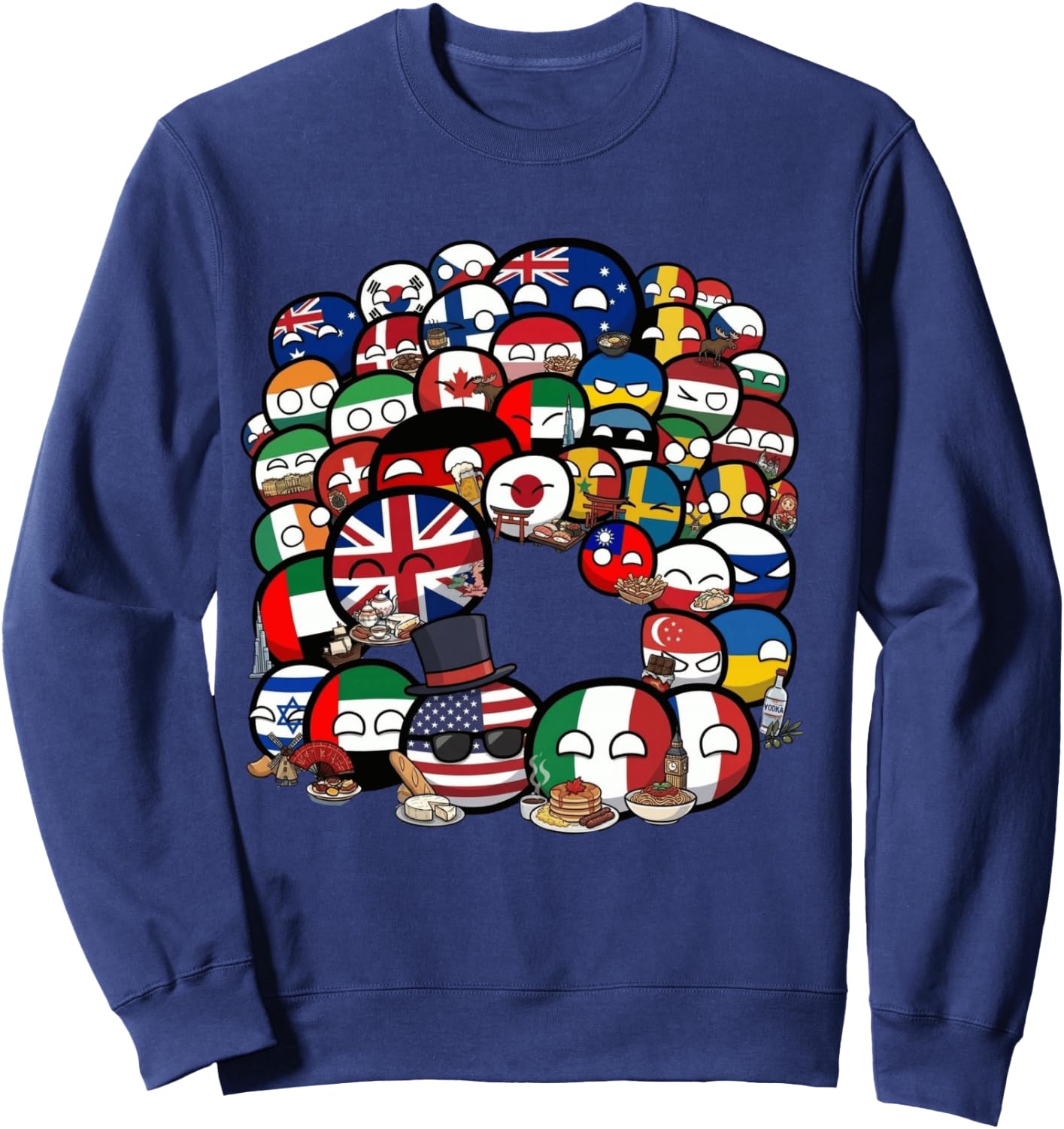 Countryballs Foto von Nationen Langarmshirt Sweatshirt - Sweatshirt | Navy