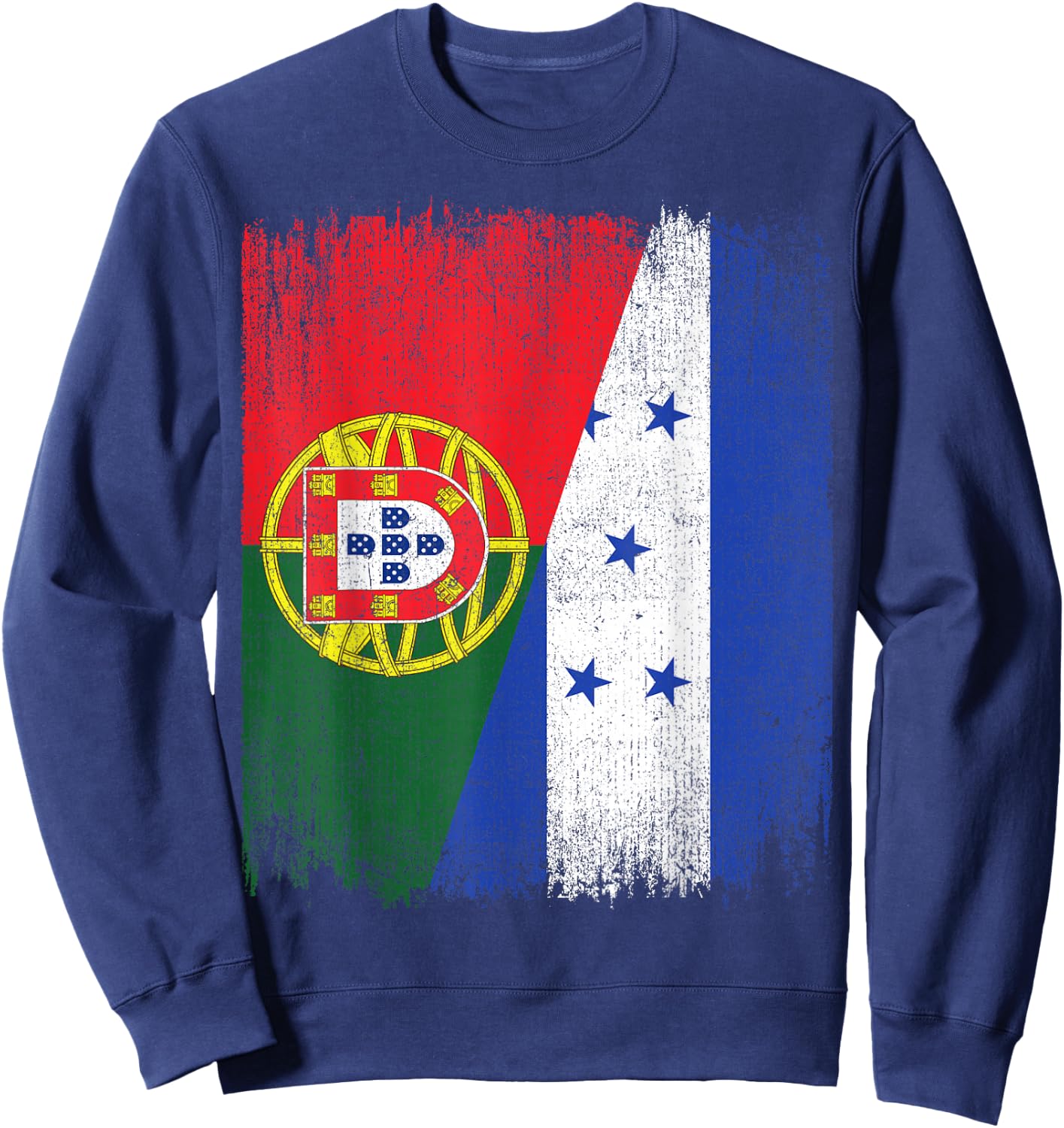 Half Portugal Honduras Split Flag Portuguese Pride Roots Sweatshirt - Sweatshirt | Navy