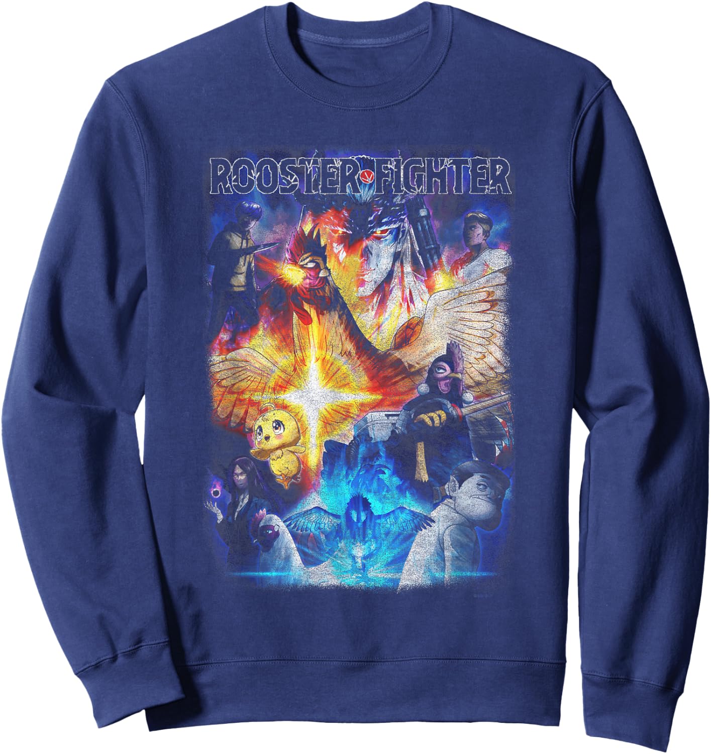 Rooster Fighter Colorful Poster Art Collage Anime Sweatshirt - Sweatshirt | Navy