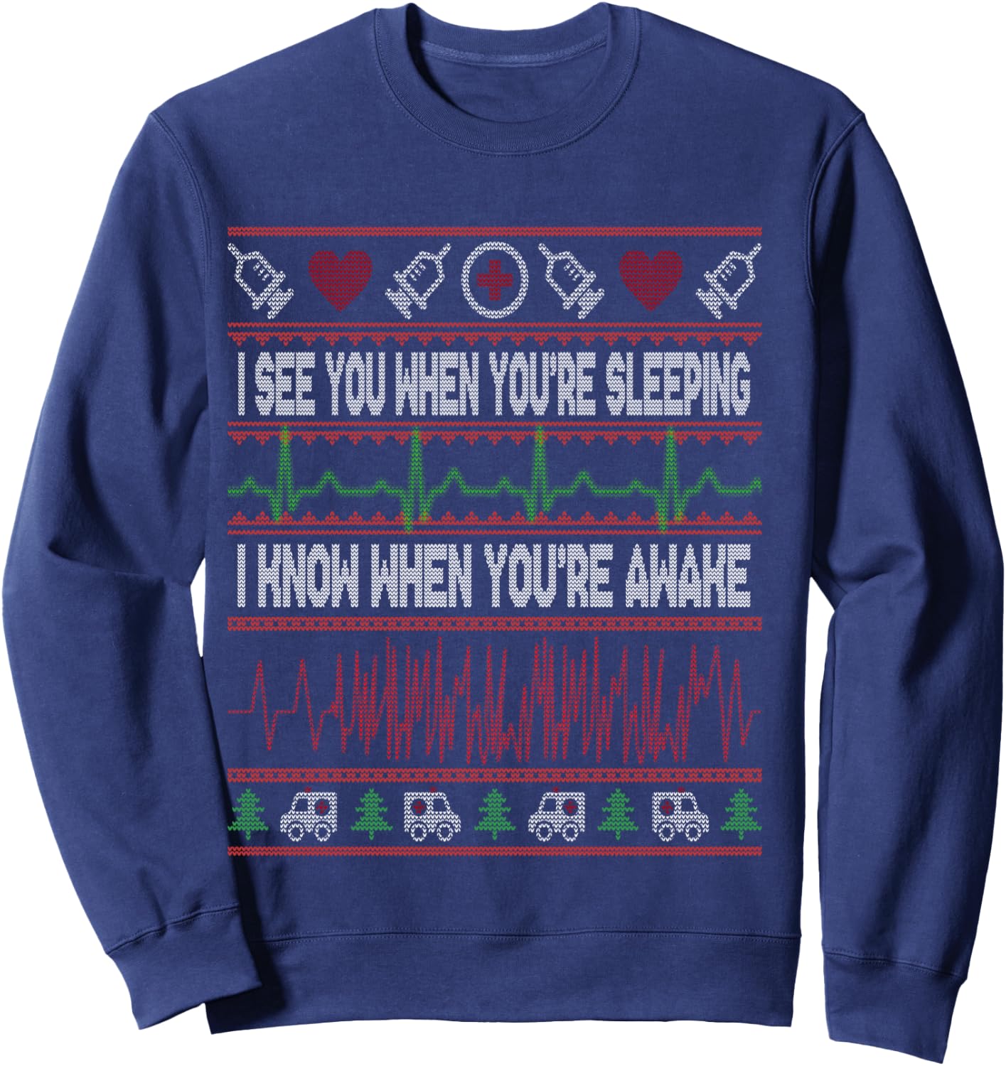 Tachy Nurse Ugly Christmas Sweater Doctor Medical Long Shirt Sweatshirt - Sweatshirt | Navy