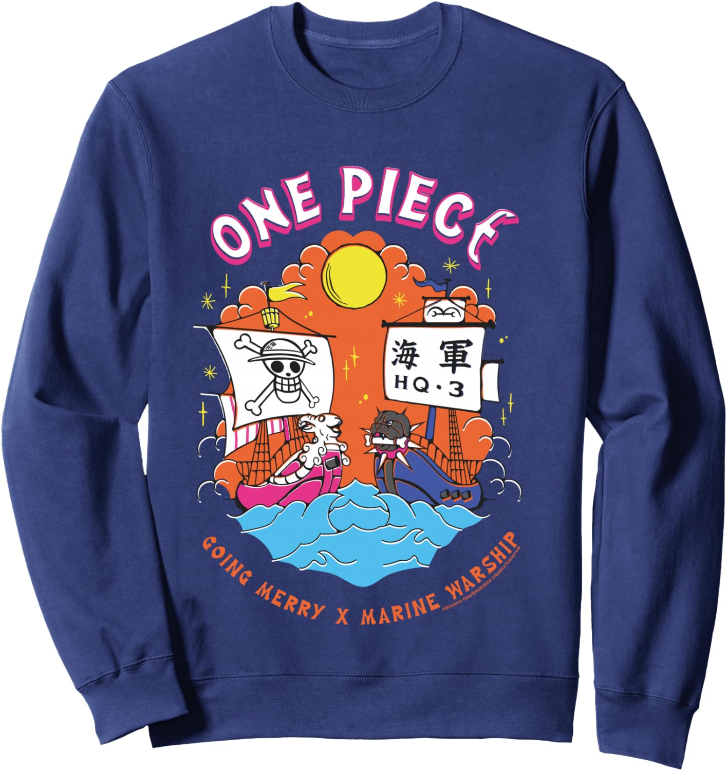 One Piece Going Merry X Navy Warship Straw Hat Pirates Sweatshirt - Sweatshirt | Navy