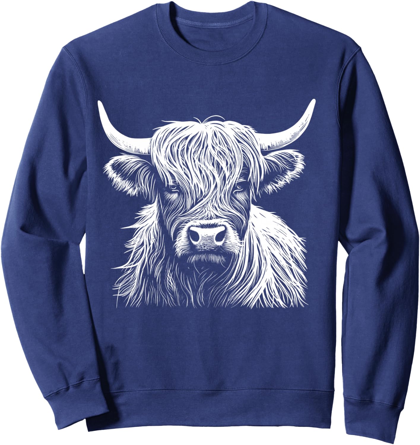 Highland Cow Scotland Scottish Fluffy Cow Cute Highland Coo Sweatshirt - Sweatshirt | Navy