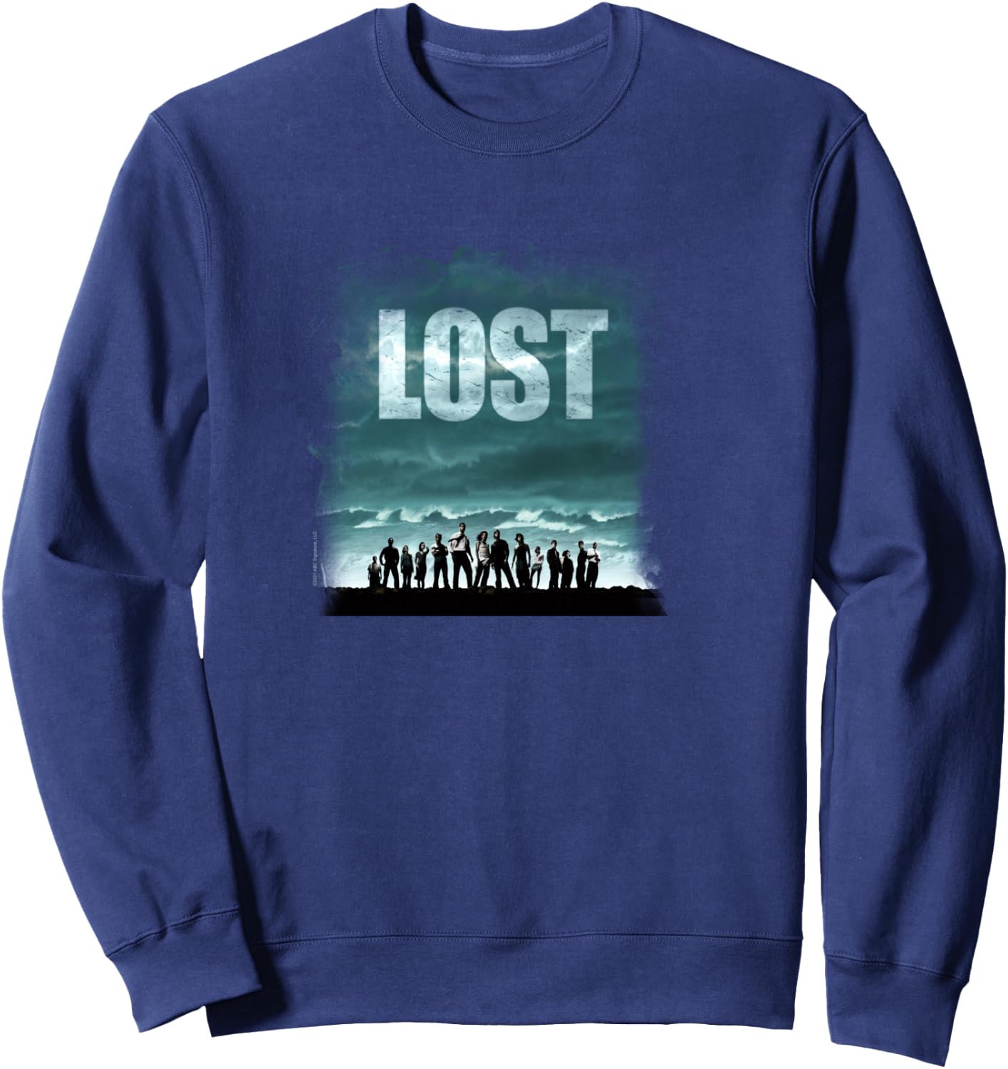Lost Stormy Sky and Ocean Cast Outlines Poster TV Show Manche Longue Sweatshirt - Sweatshirt | Navy