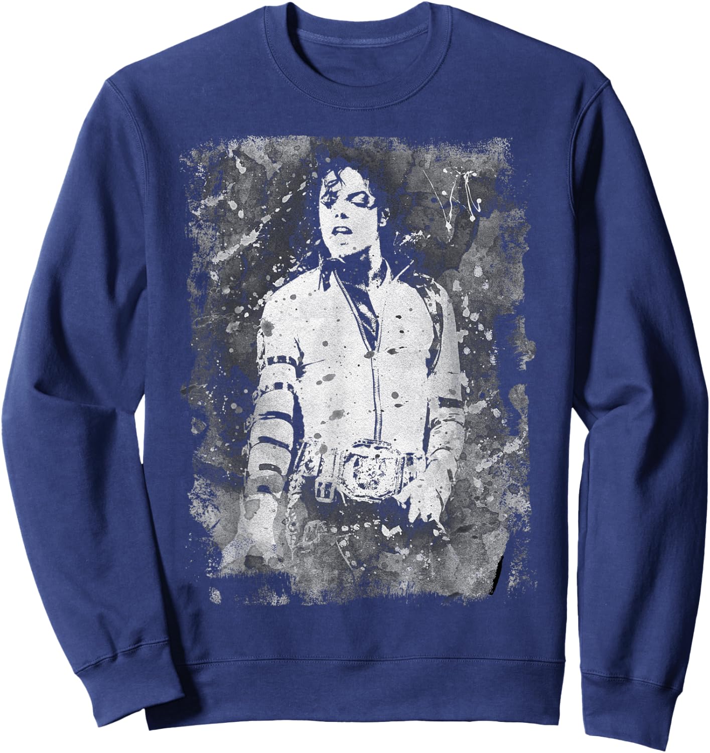 Michael Jackson Bad World Tour 1988 Black and White Splatter , Black, S Sweatshirt - Sweatshirt | Navy