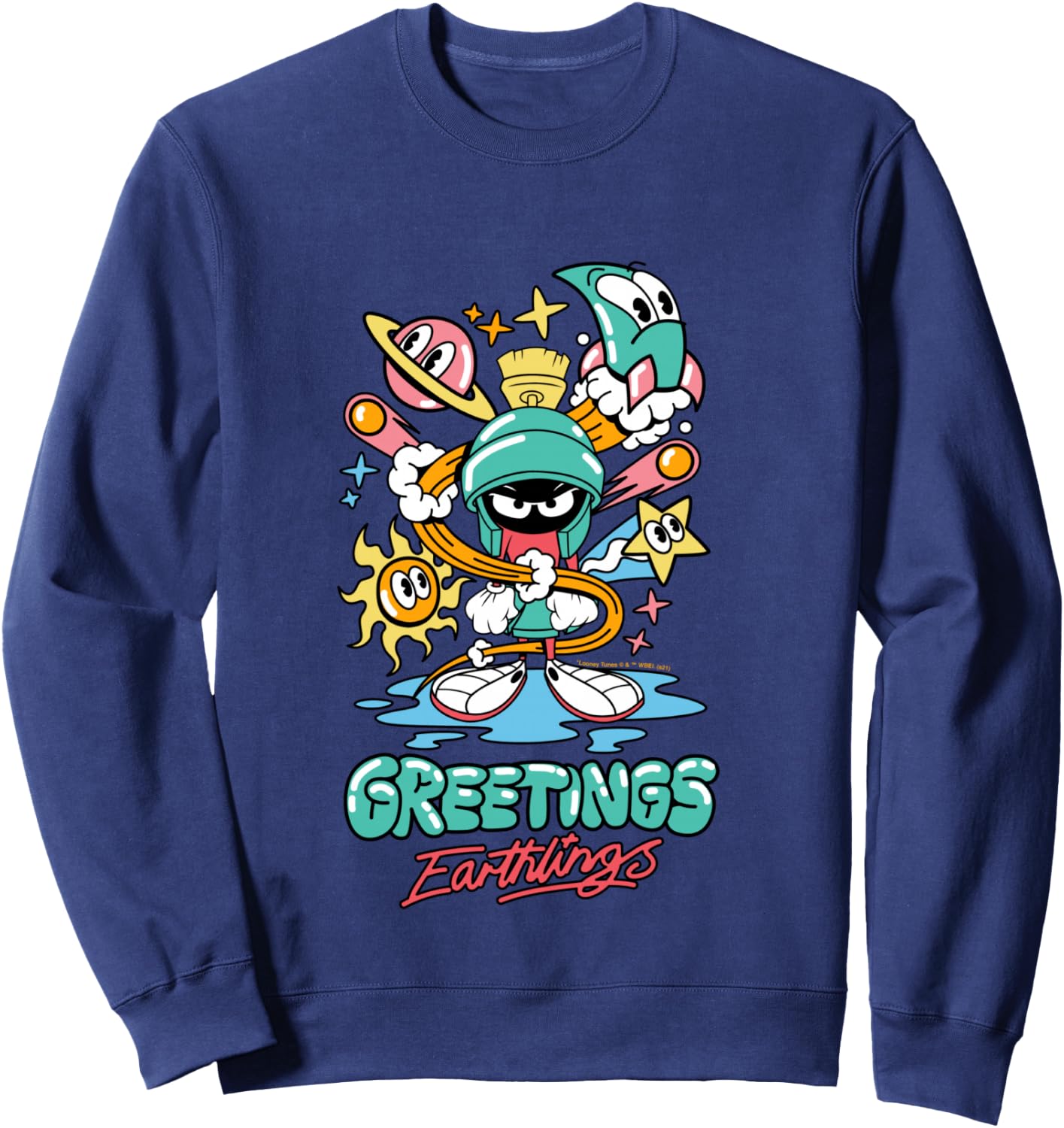 Marvin The Martian Greetings Earthlings Sweatshirt - Sweatshirt | Navy