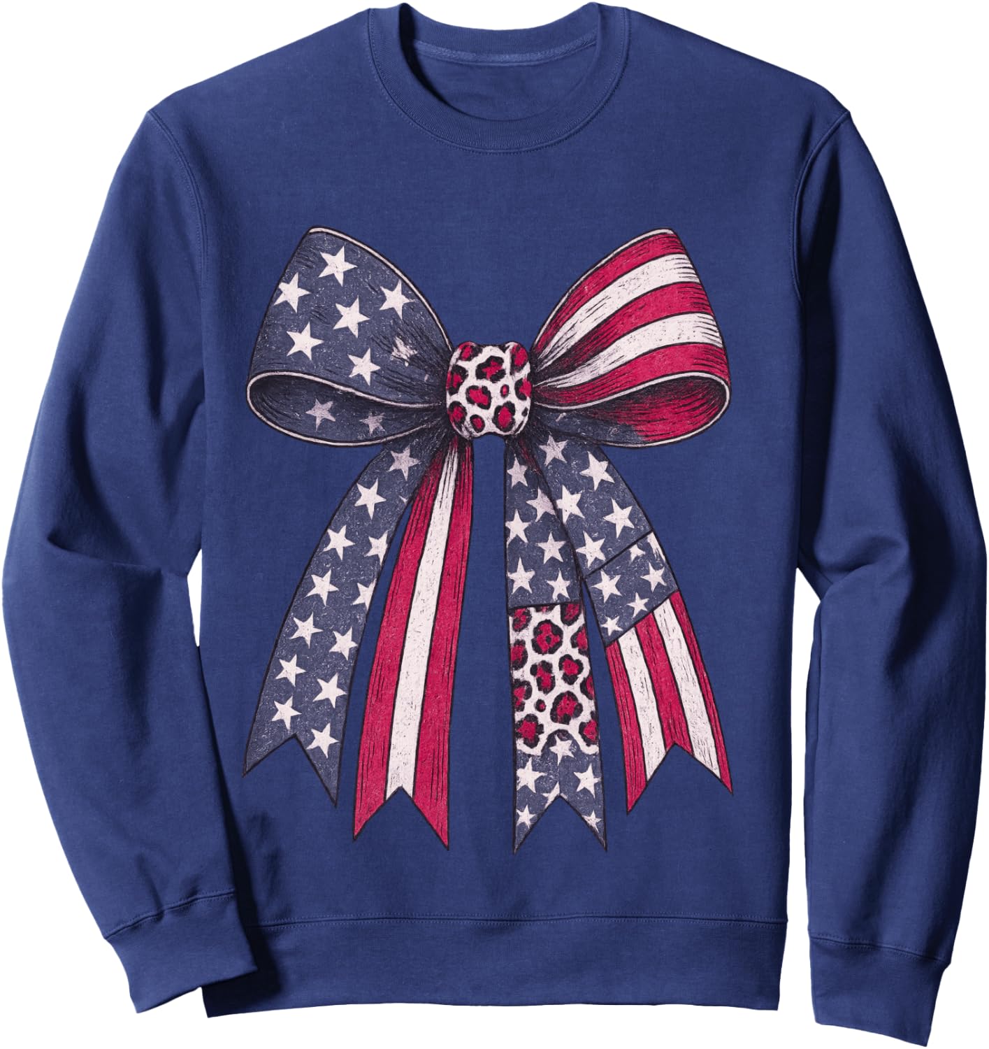 Vintage USA Bow in Red White Blue for Patriotic 4th Of July Sweatshirt - Sweatshirt | Navy